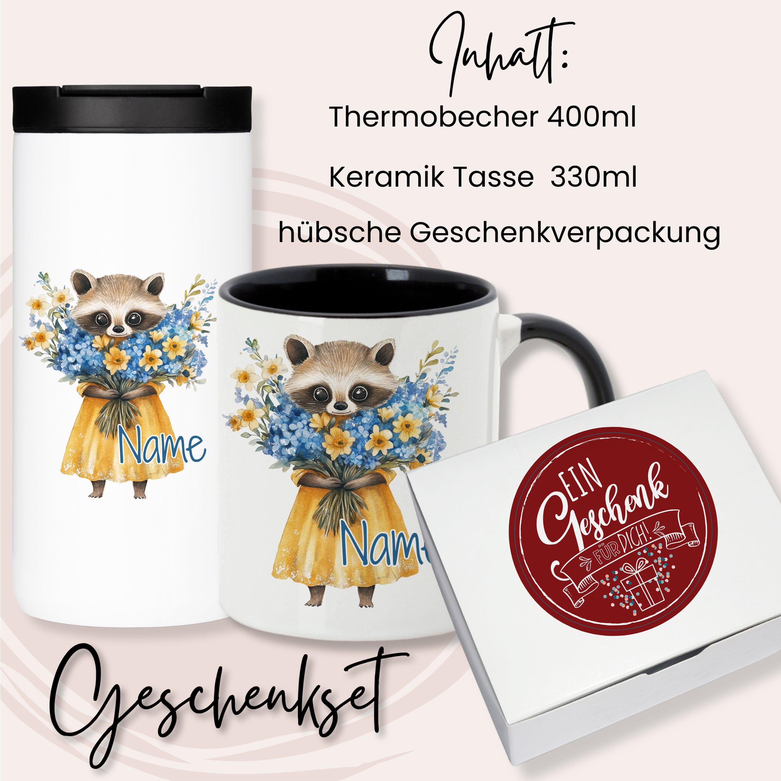Geschenkset Kaffeebecher mit Tasse - Für Tierliebhaber