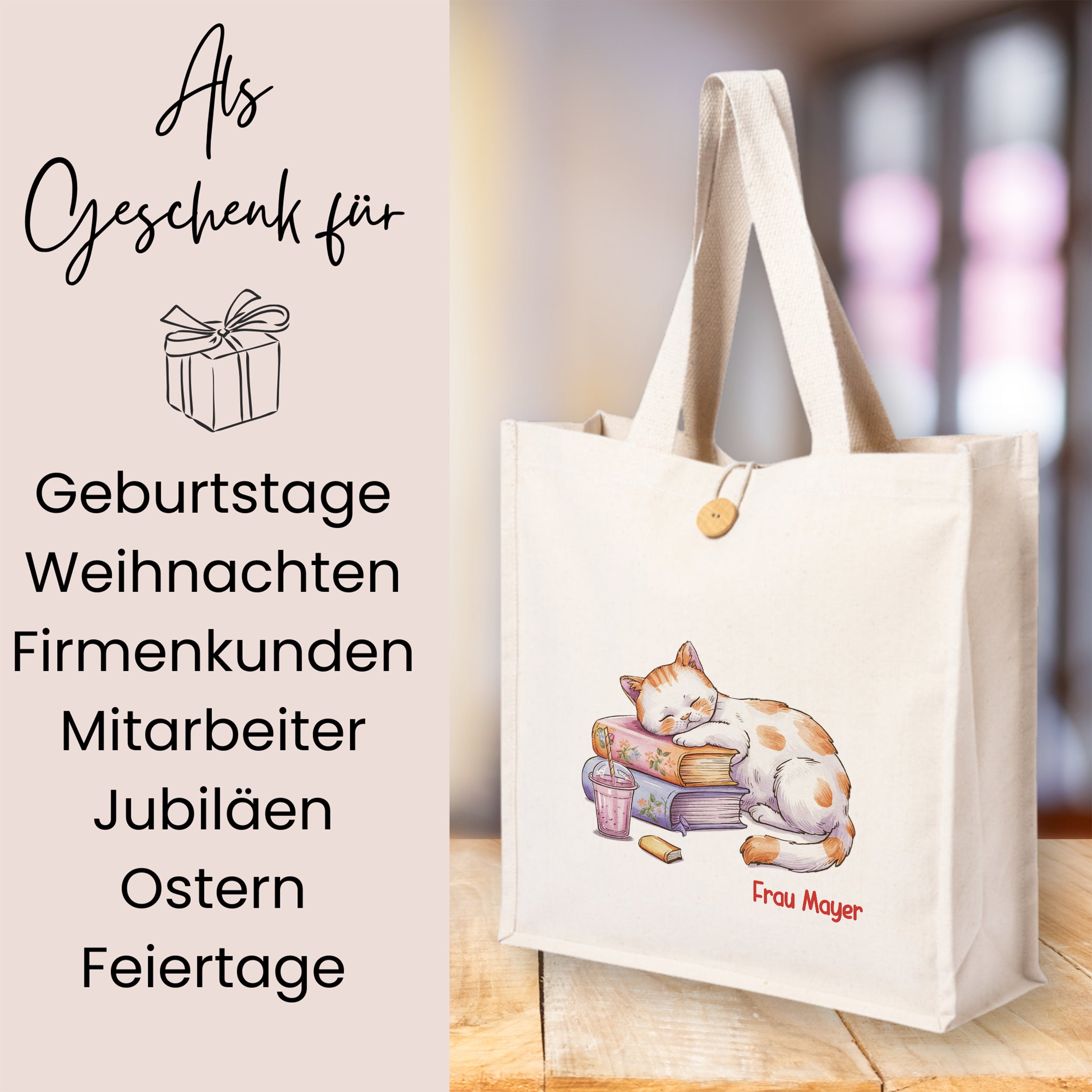 Tasche Knopf mit schlafender Katze