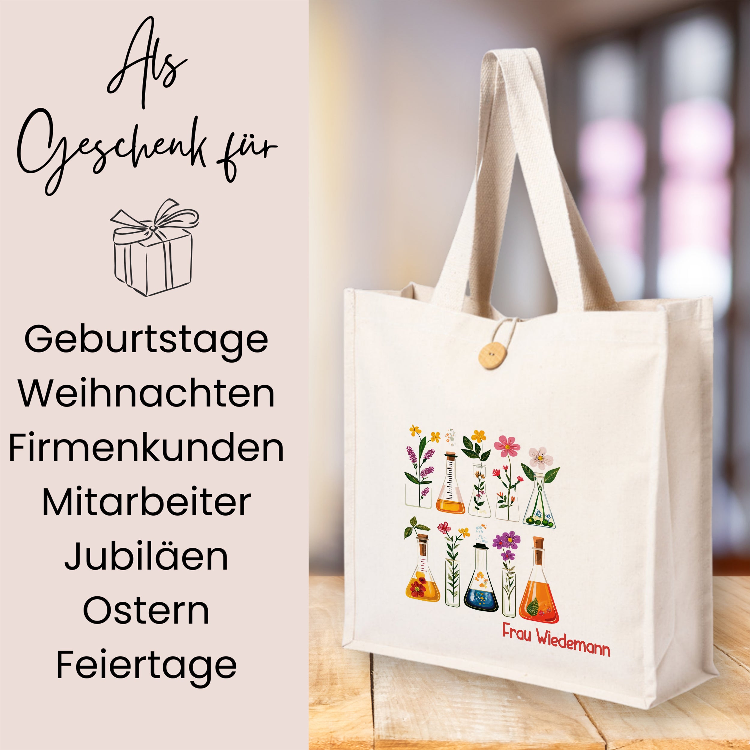 Tasche Knopf mit Blumenmotiv