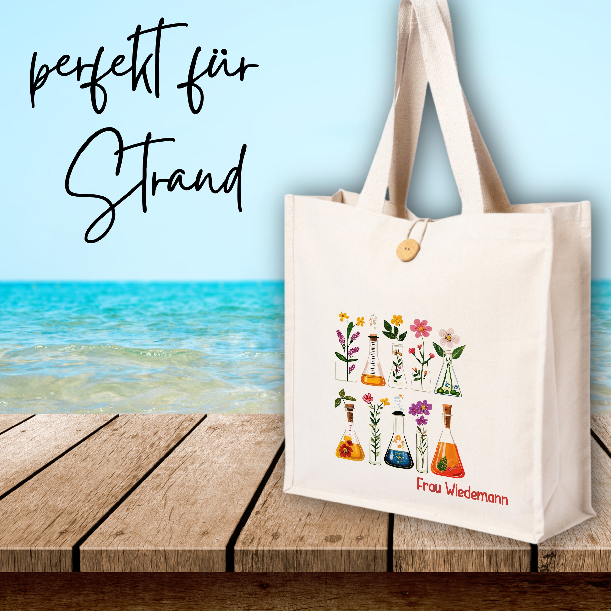 Tasche Knopf mit Blumenmotiv