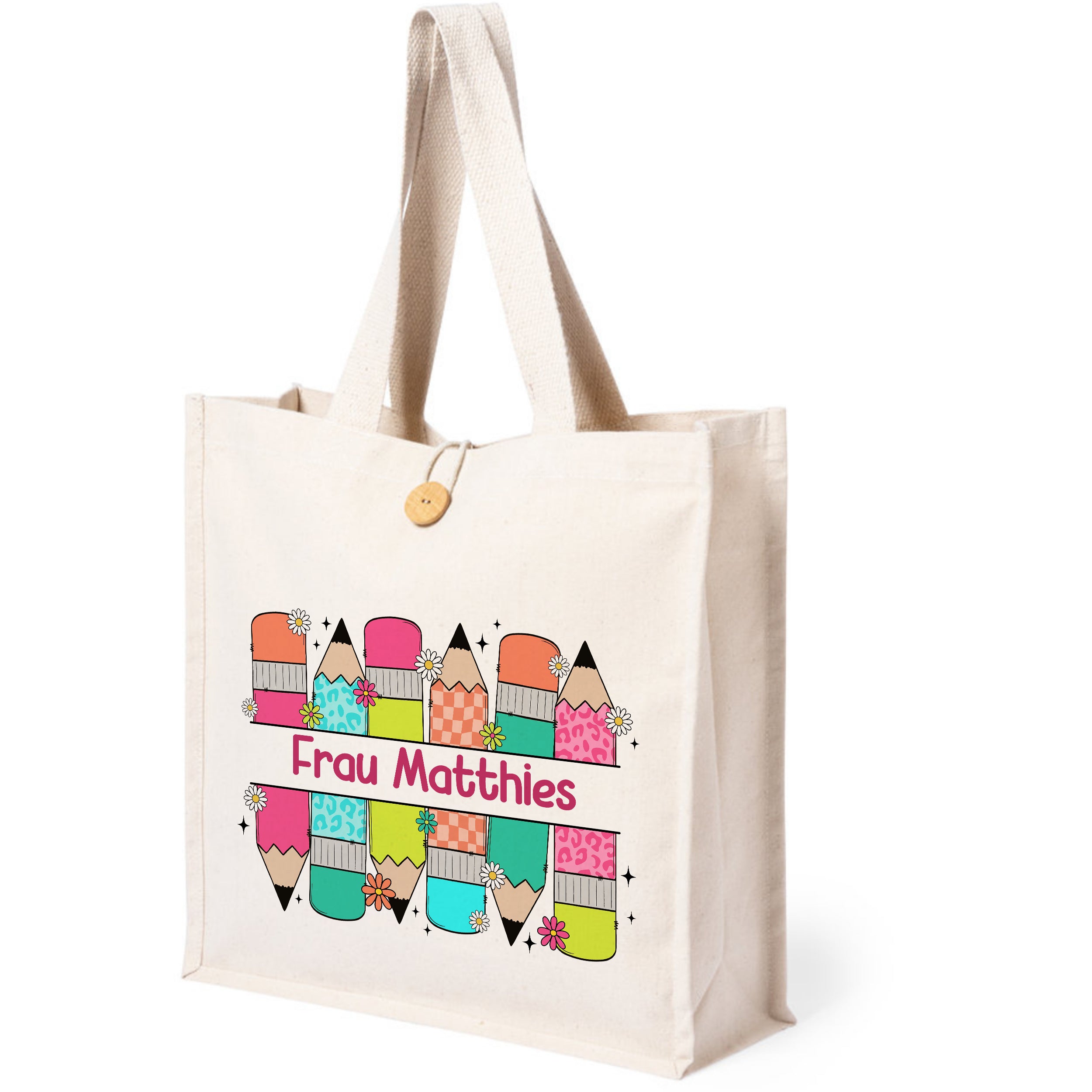 Tasche Knopf mit bunten Buntstiften