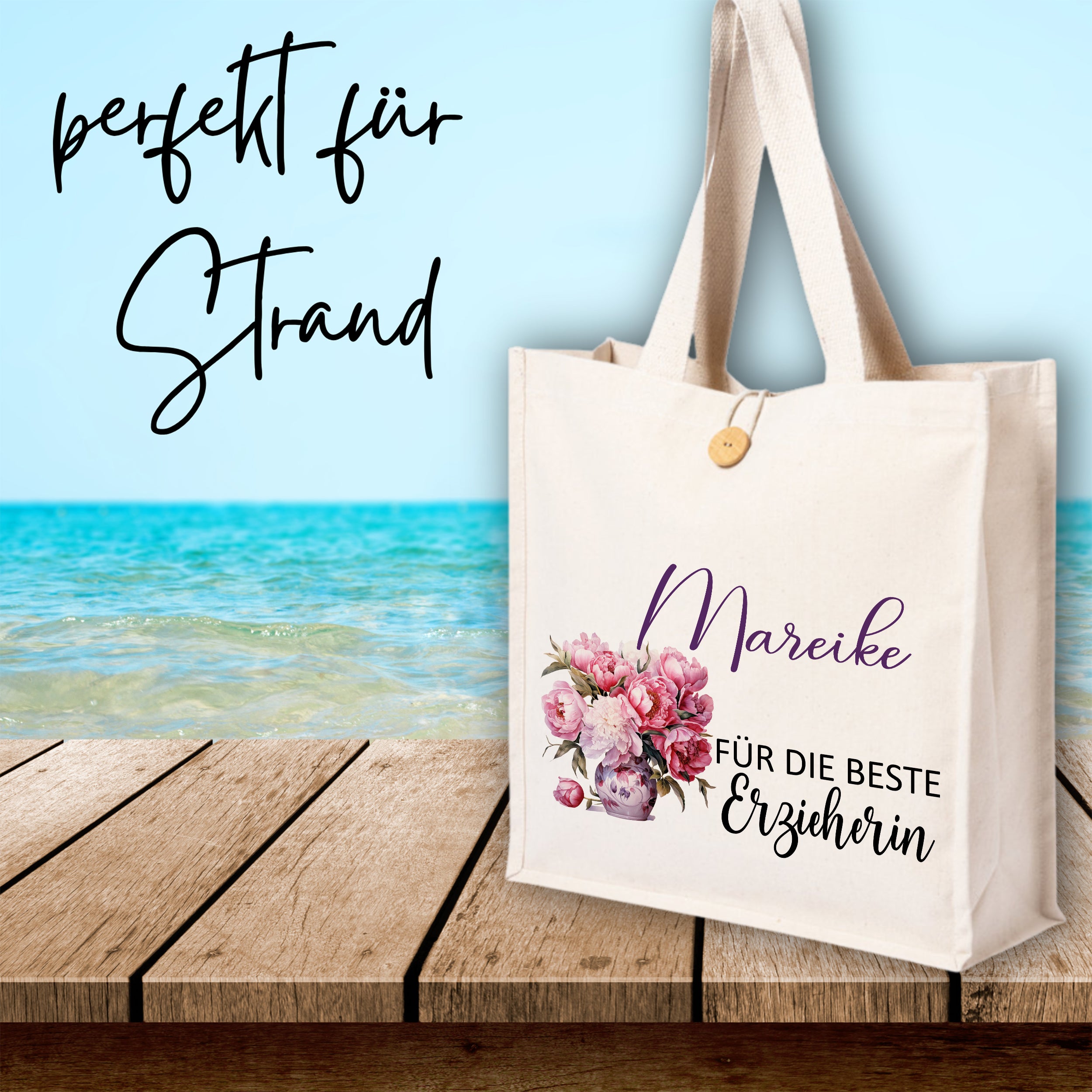 Tasche Blumenmuster - Für die beste Erzieherin