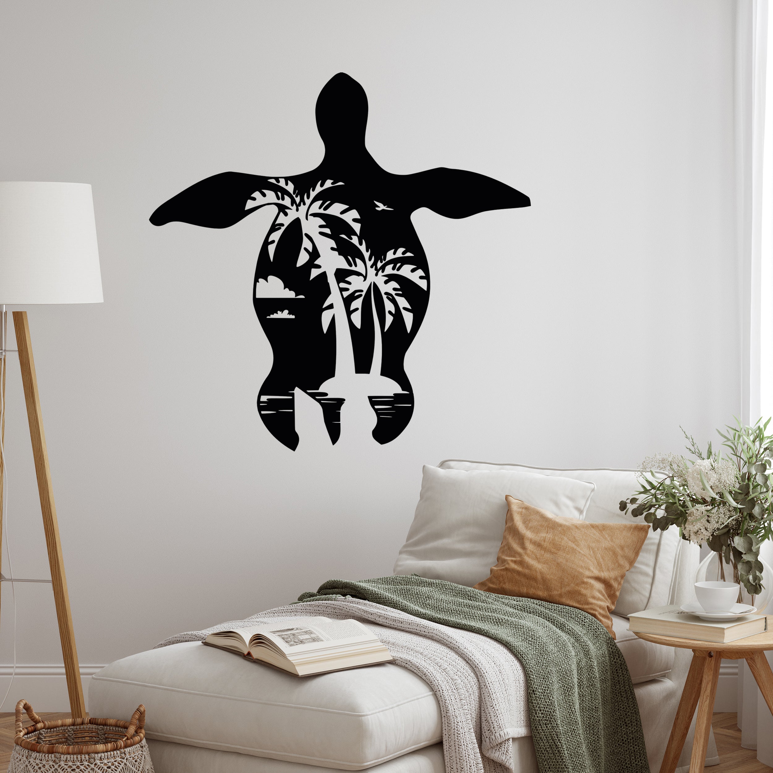 Wandtattoo Schildkröte mit Palmen