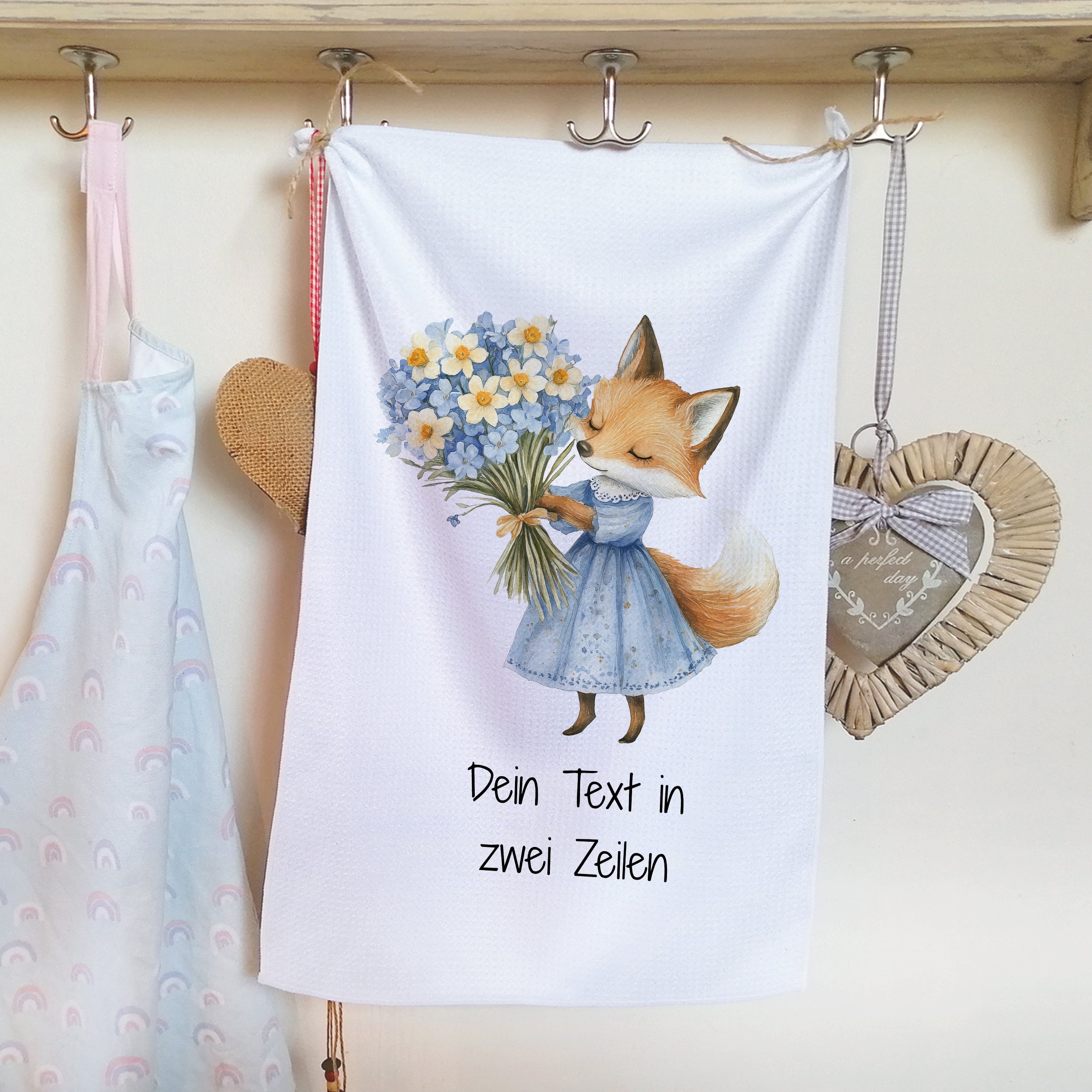 Geschirrtuch Fuchs mit Blumen
