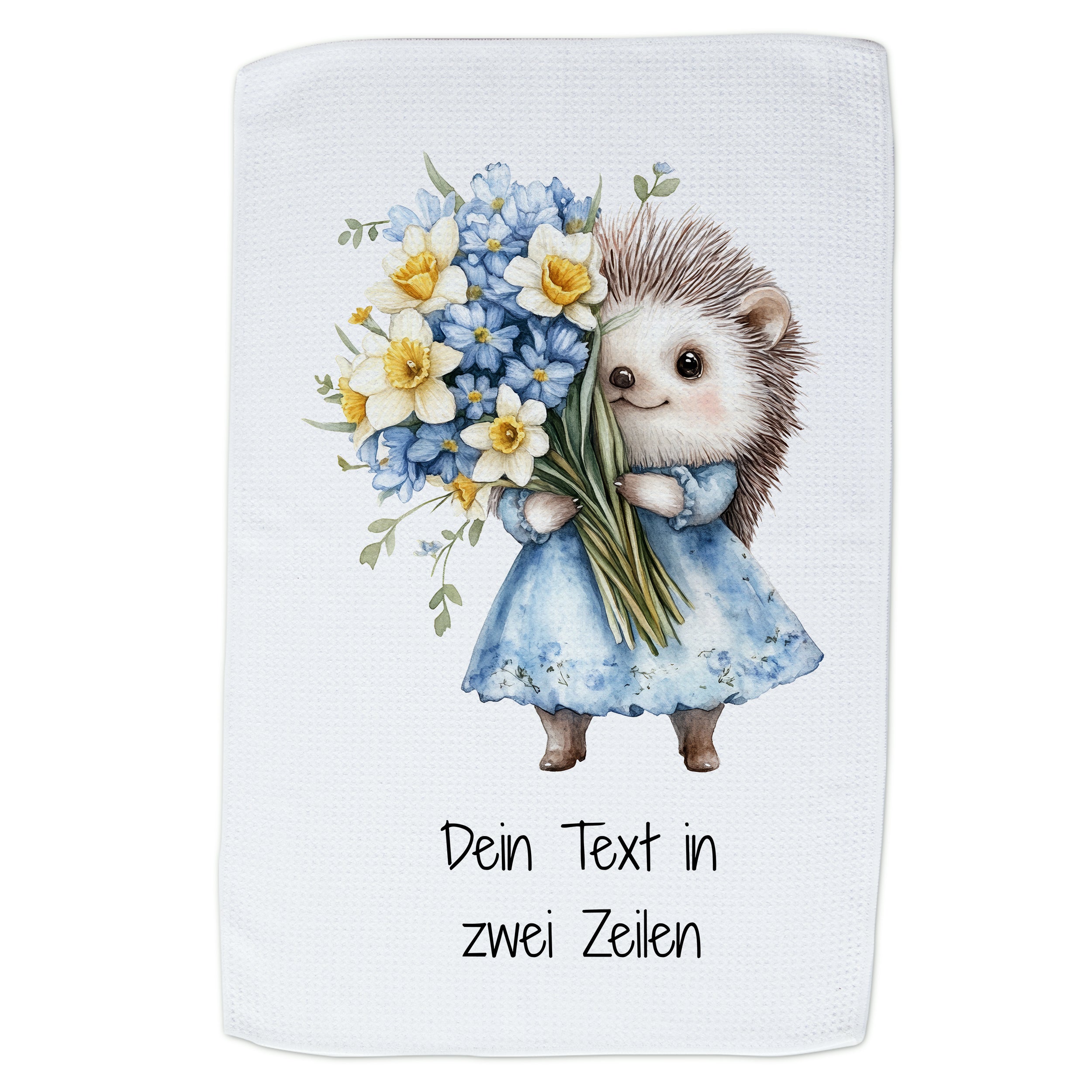 Geschirrtuch Igel mit Blumen