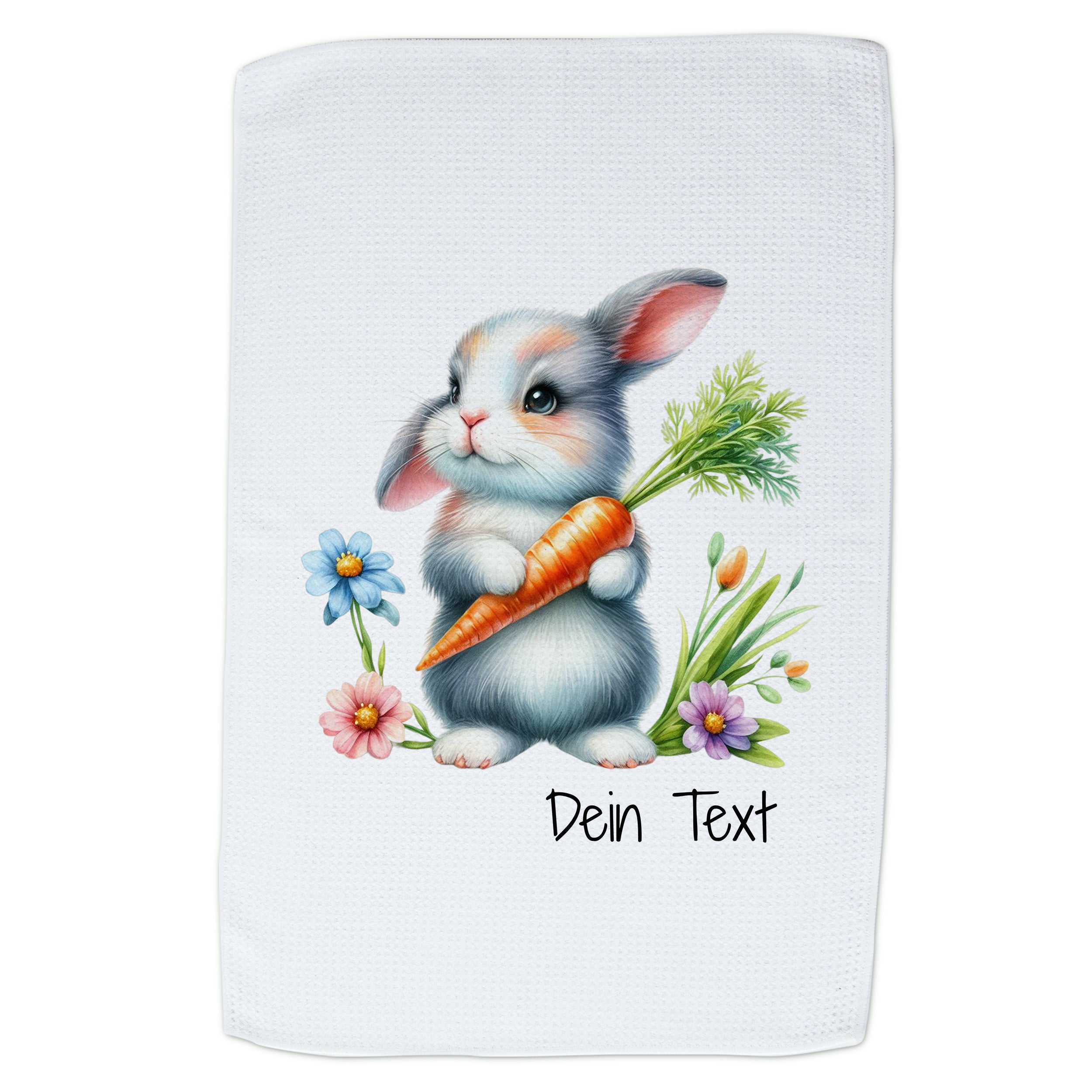 Geschirrtuch Hase mit Karotte zur Ostern