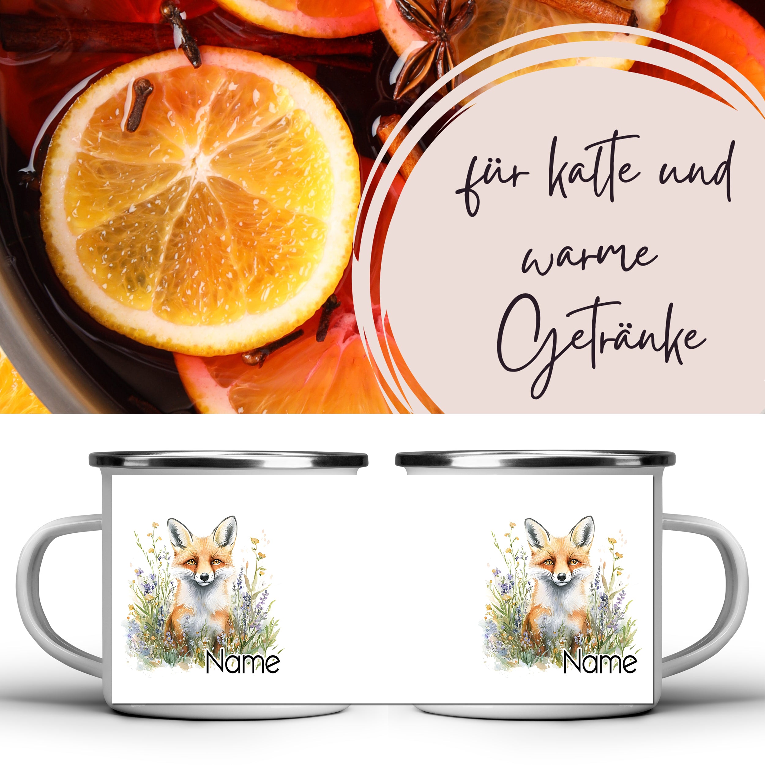 Emaille Becher Fuchs