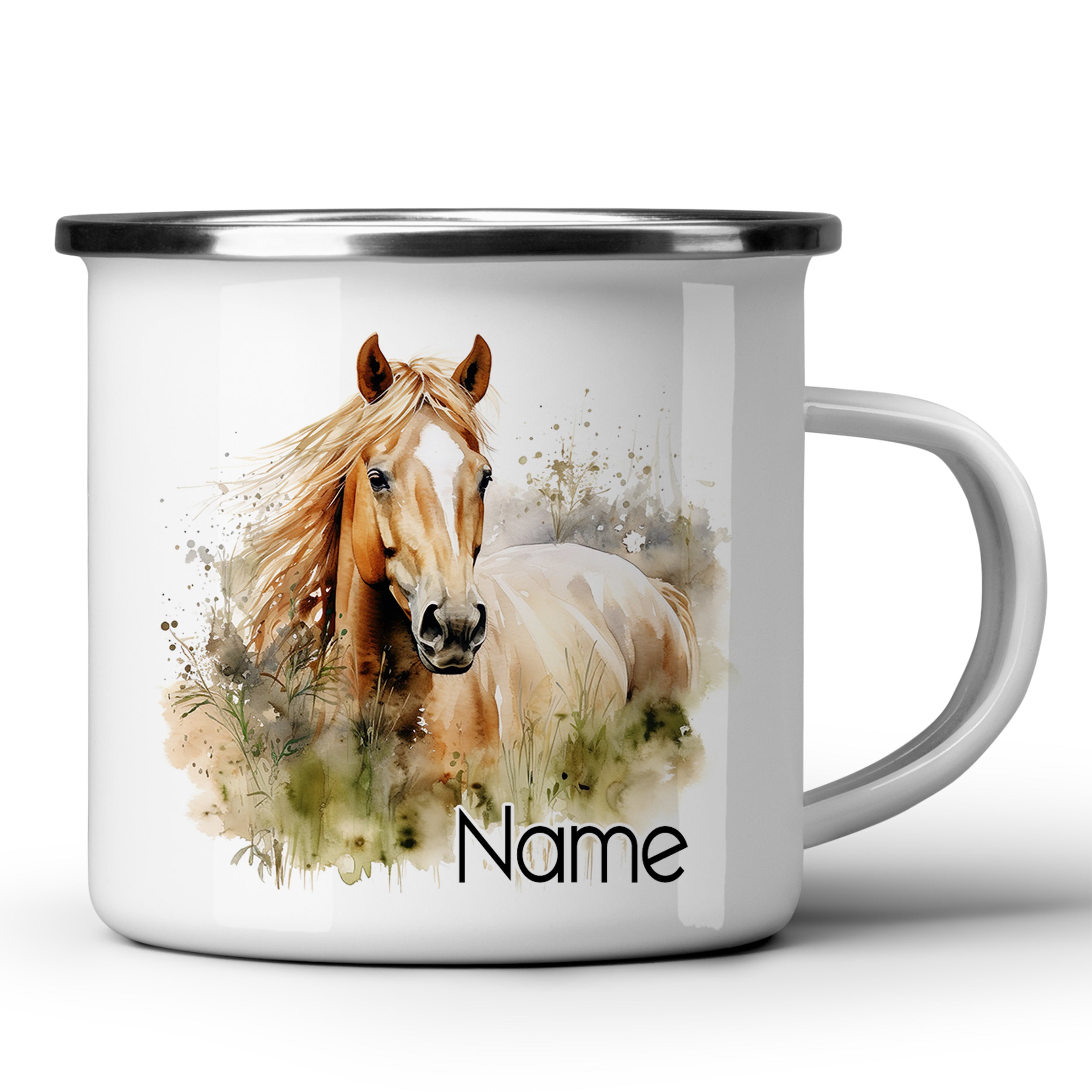 Emaille Becher Pferd