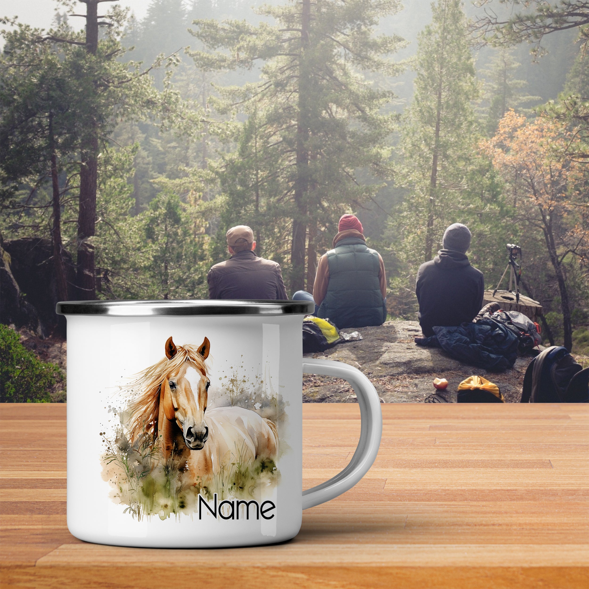 Emaille Becher Pferd