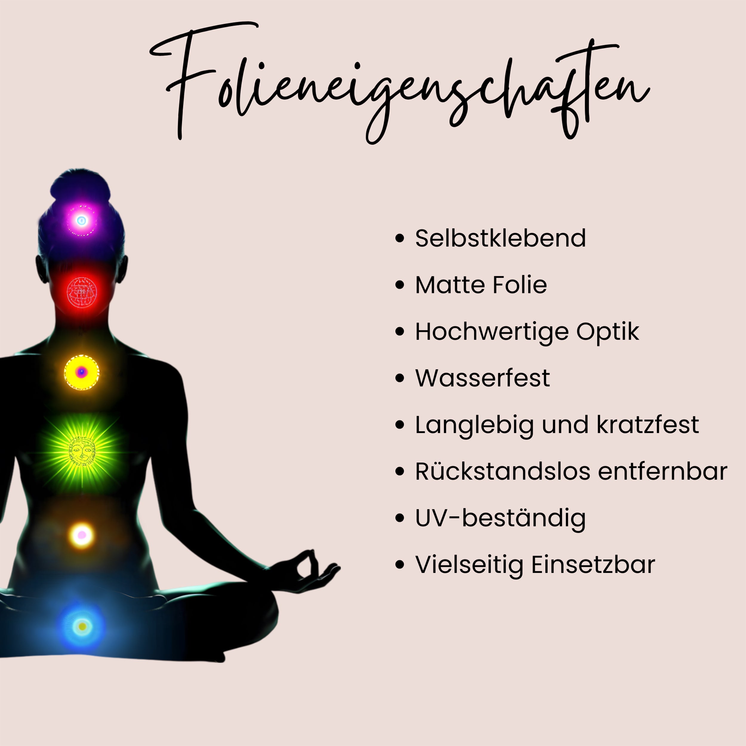 Wandtattoo Buddha mit Chakra-Leuchten