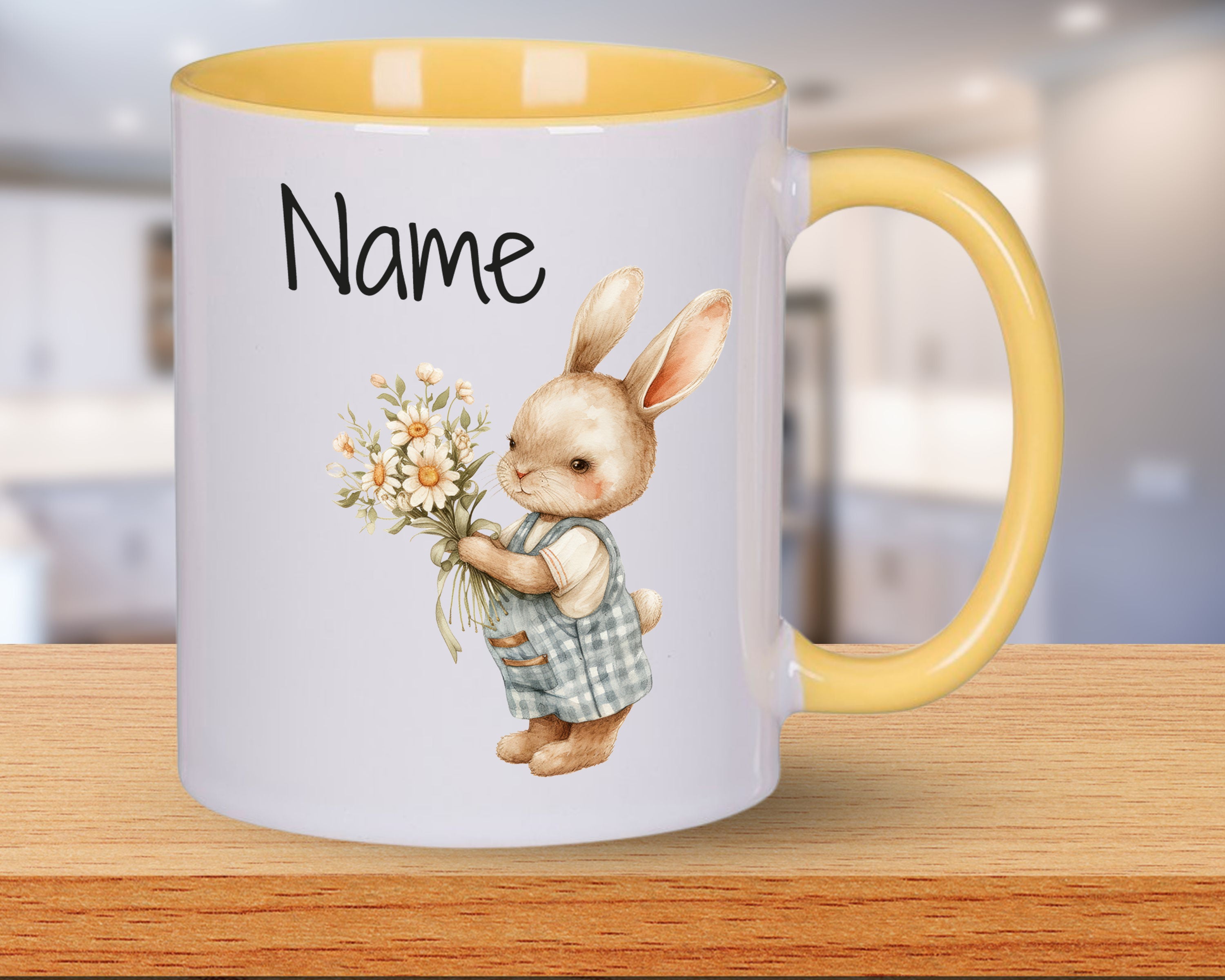Tasse Hase mit Blumen