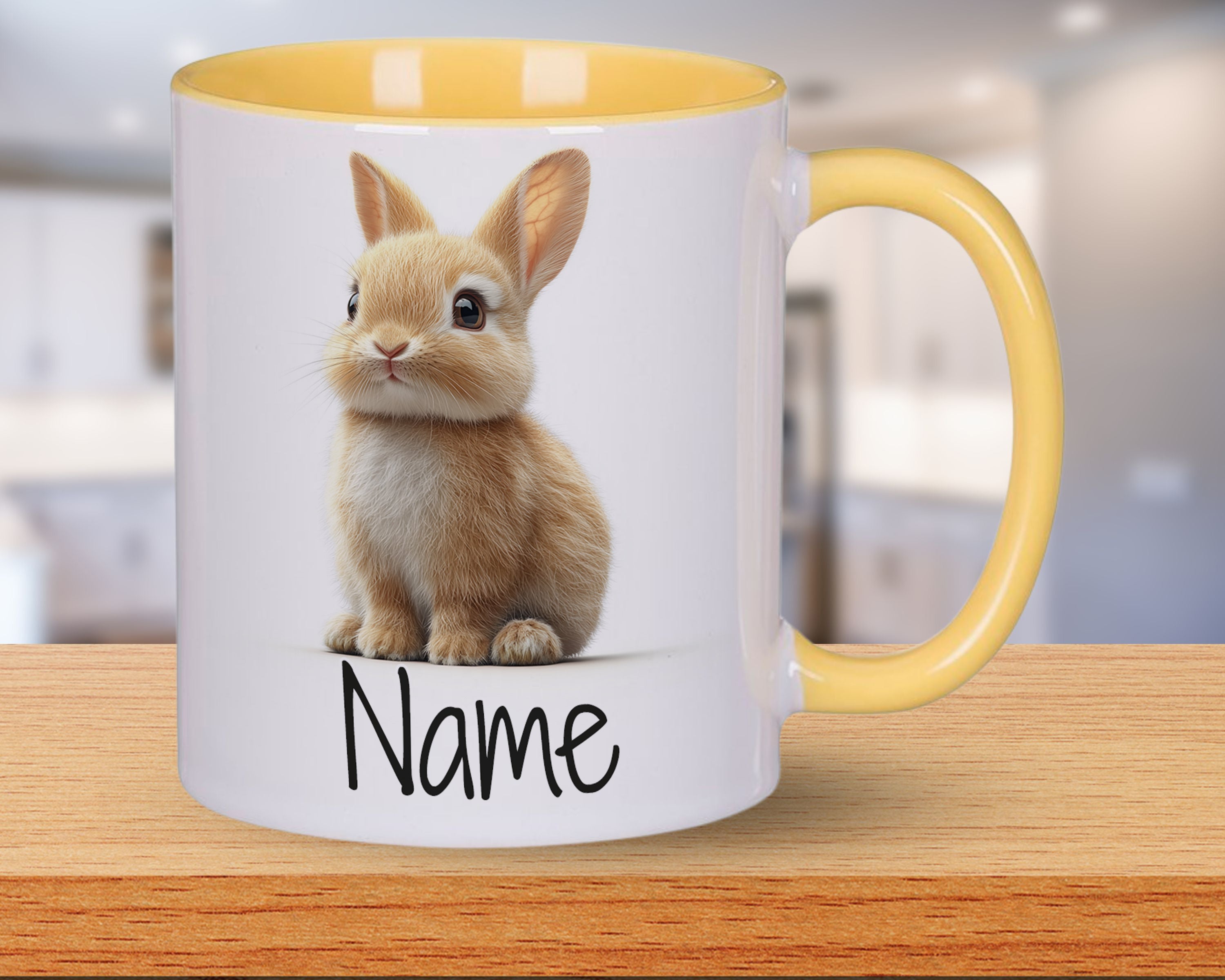Tasse mit süßem Kaninchen