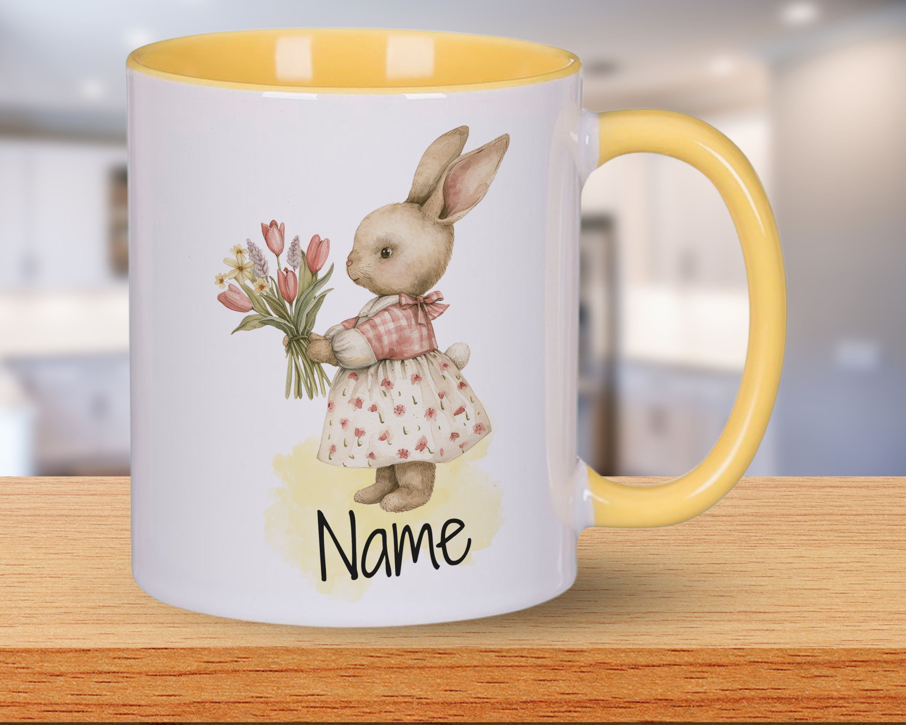 Tasse Hase mit Blumen
