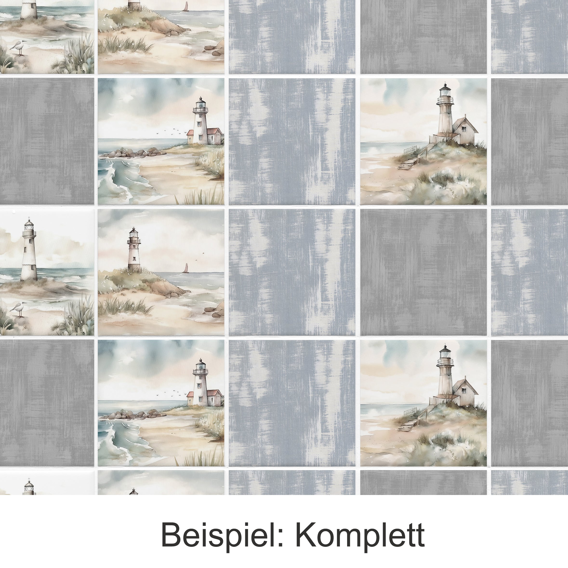 Muster mit Leuchttürmen und grauen Hintergründen.