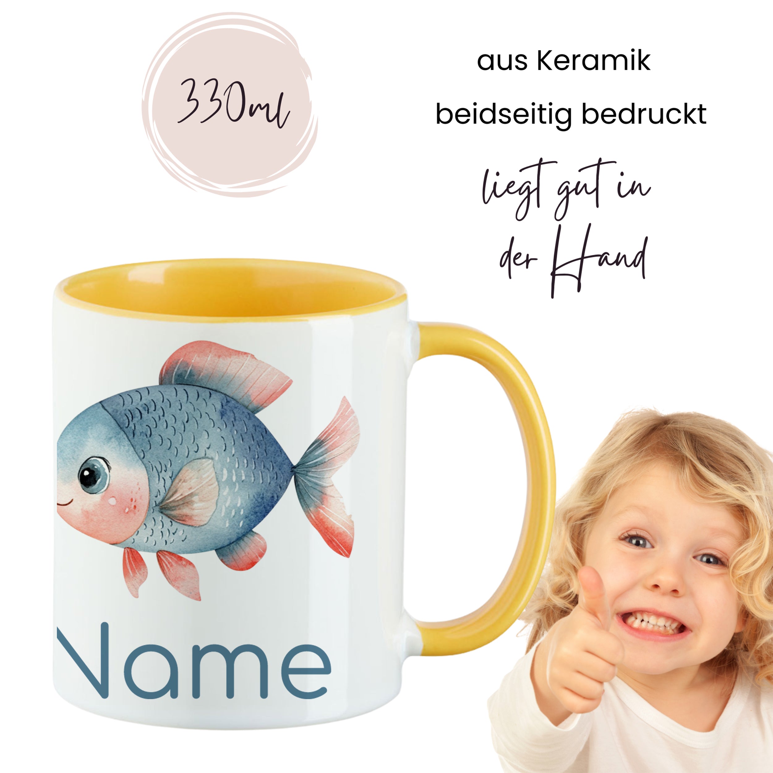Tasse mit Fischmotiv