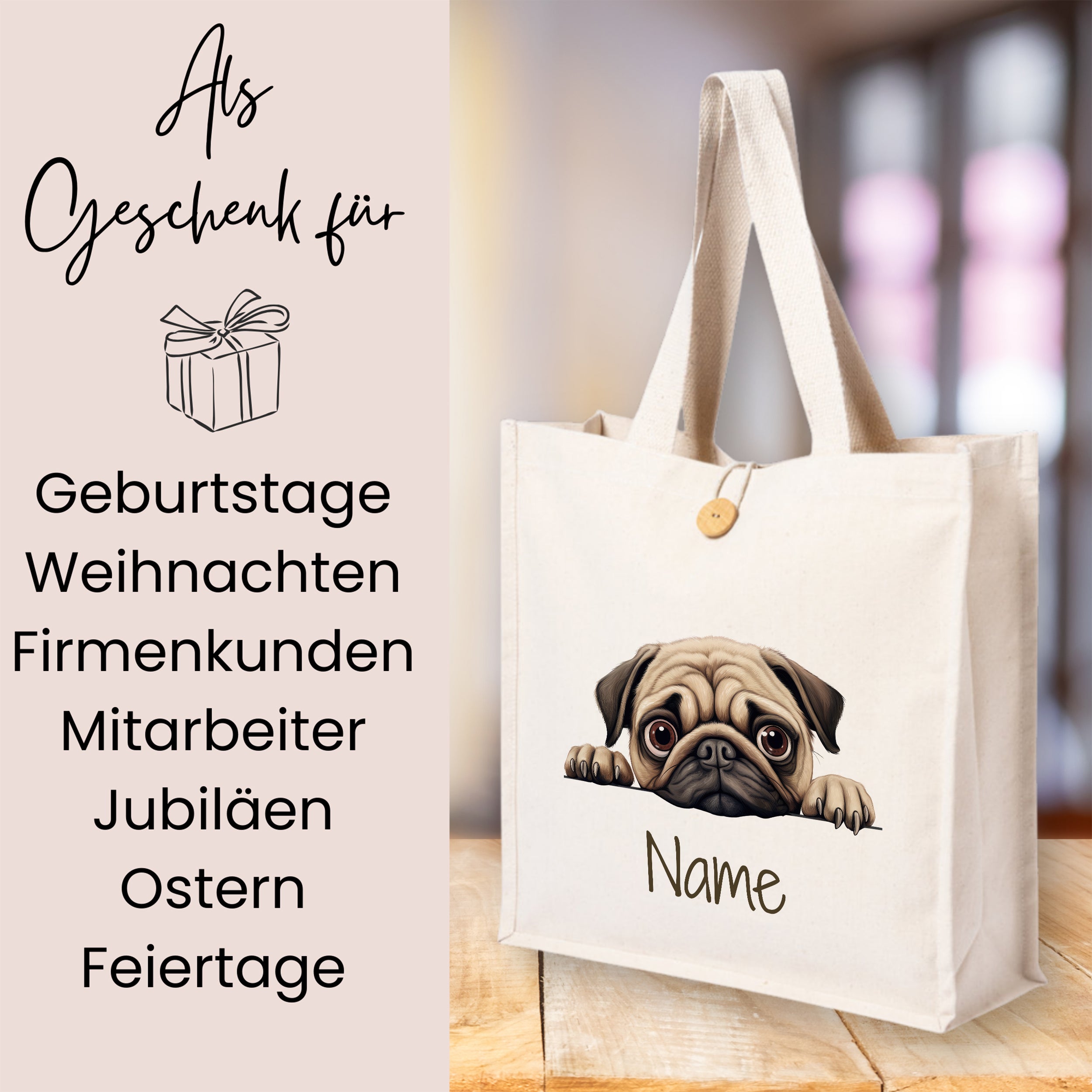 Tasche mit Mops