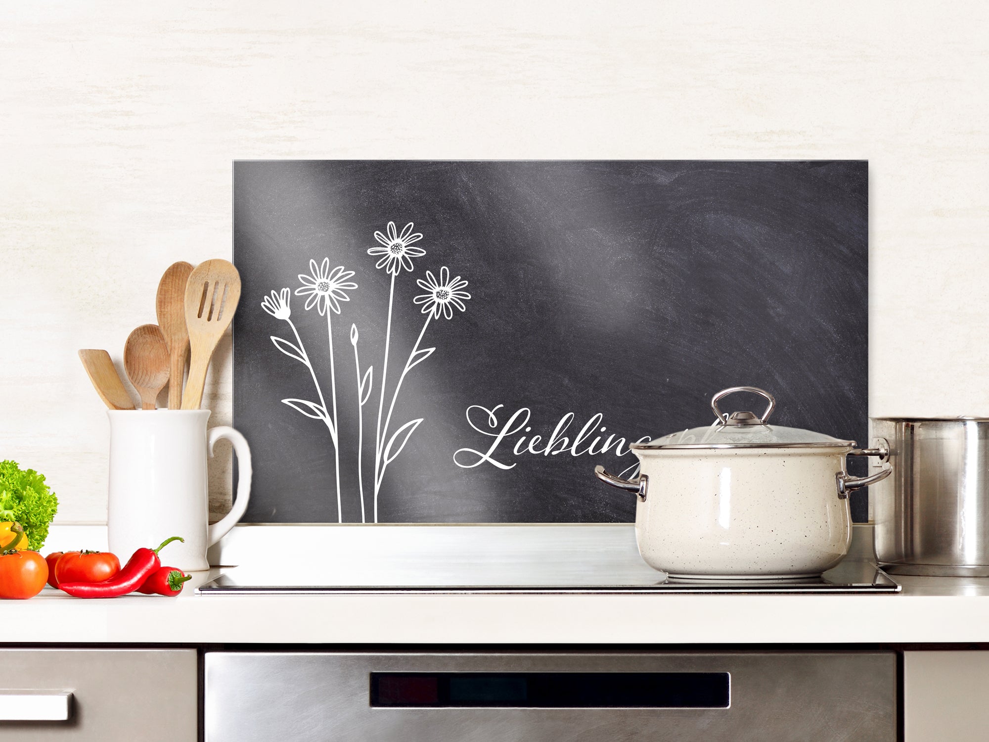 Spritzschutz Glas mit Blumenmotiv - Dein Lieblingsplatz