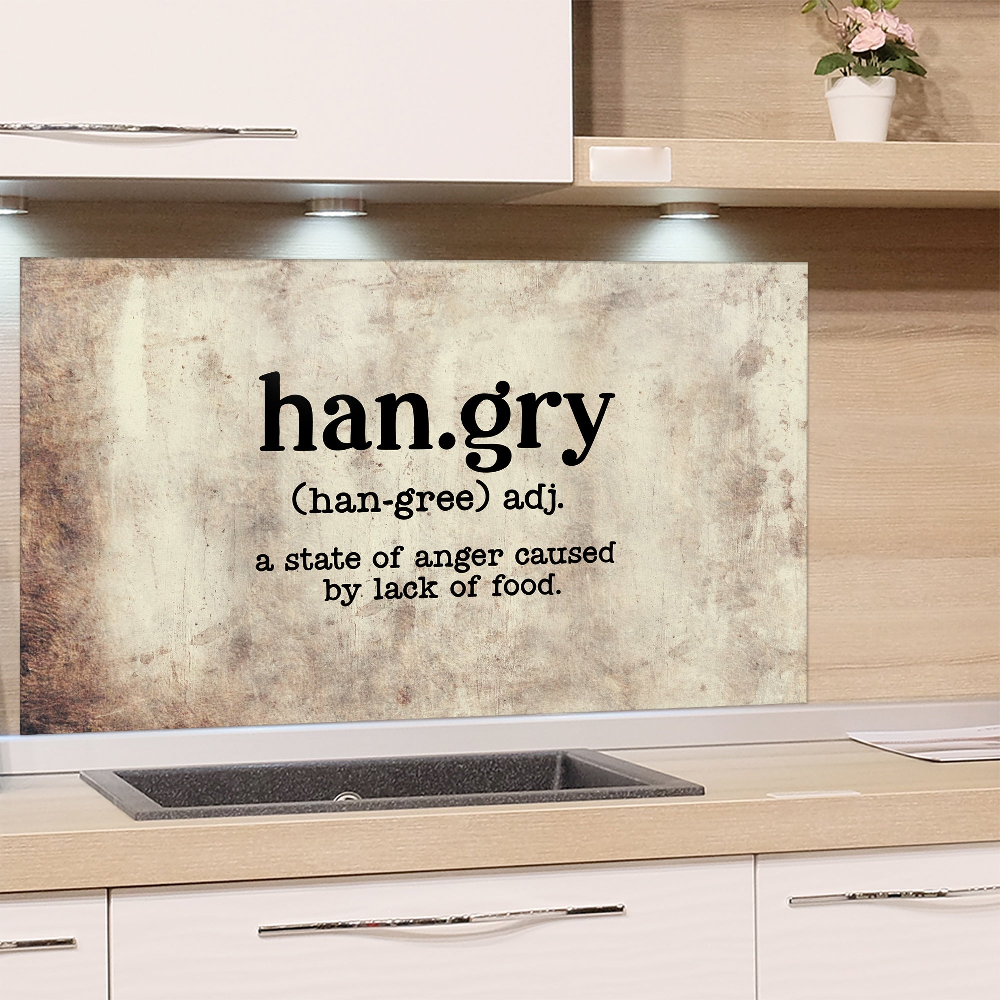 Spritzschutz Glas "Hangry"