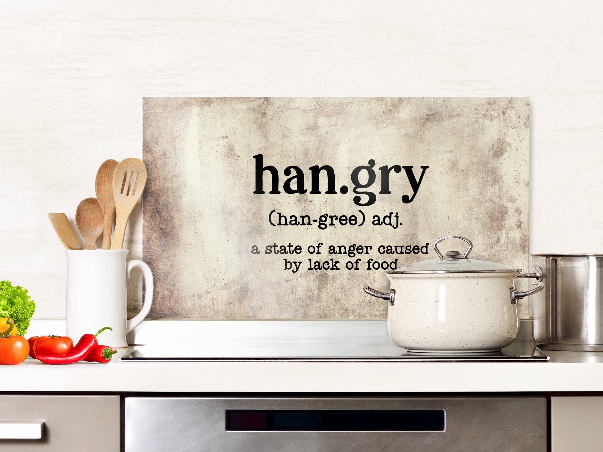 Spritzschutz Glas "Hangry"