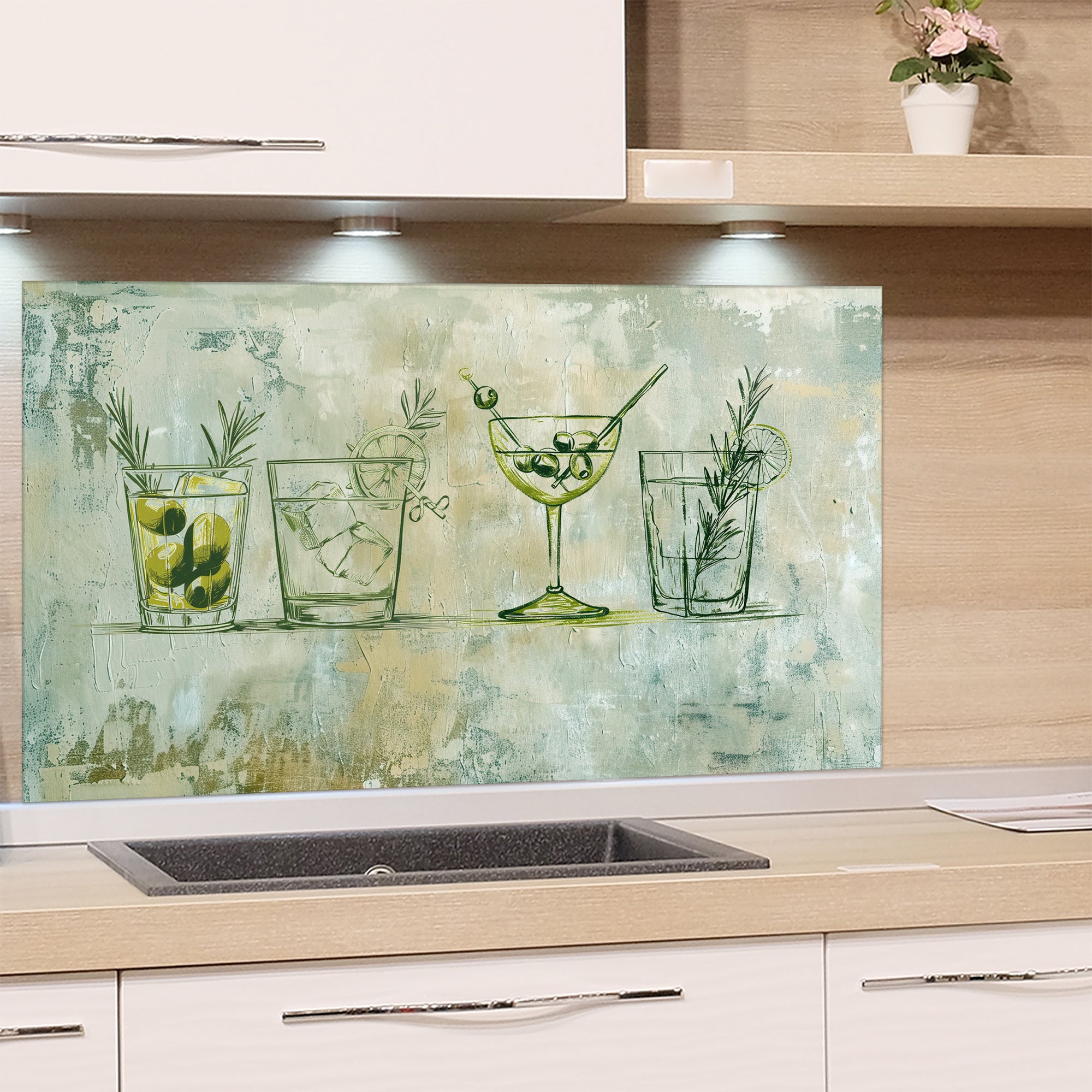 Spritzschutz Glas Cocktail-Motive