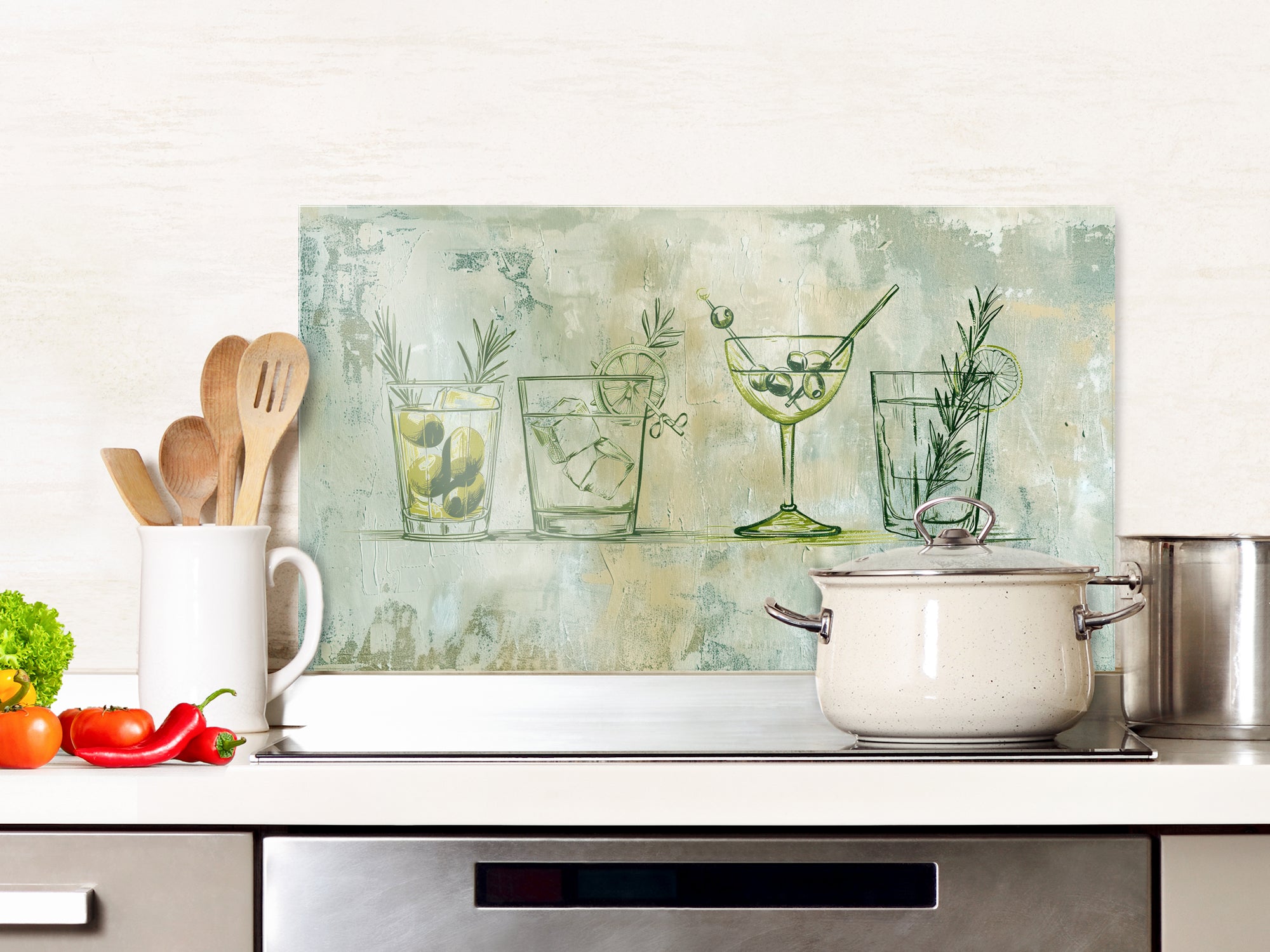 Spritzschutz Glas Cocktail-Motive
