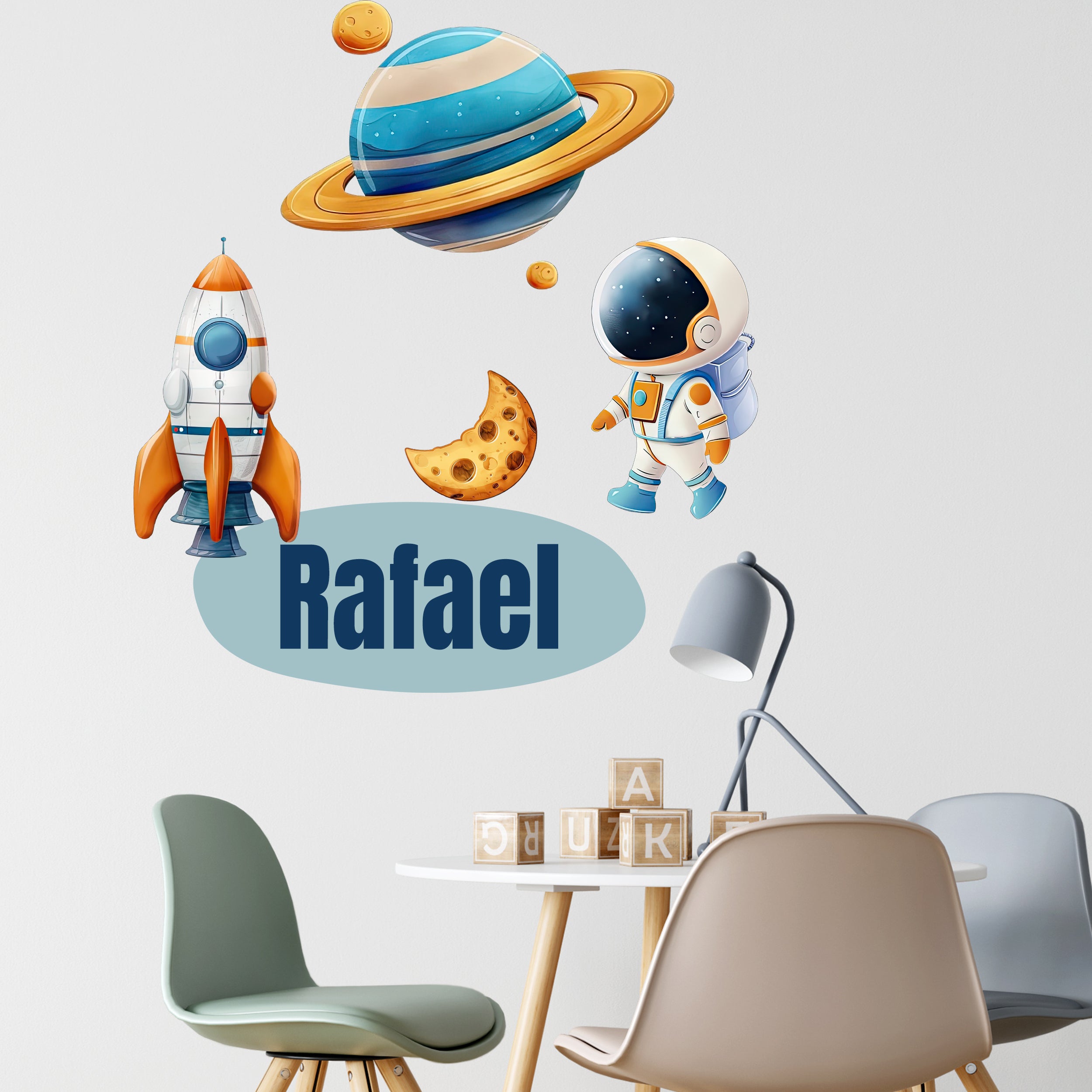 Wandtattoo Rakete und Astronaut