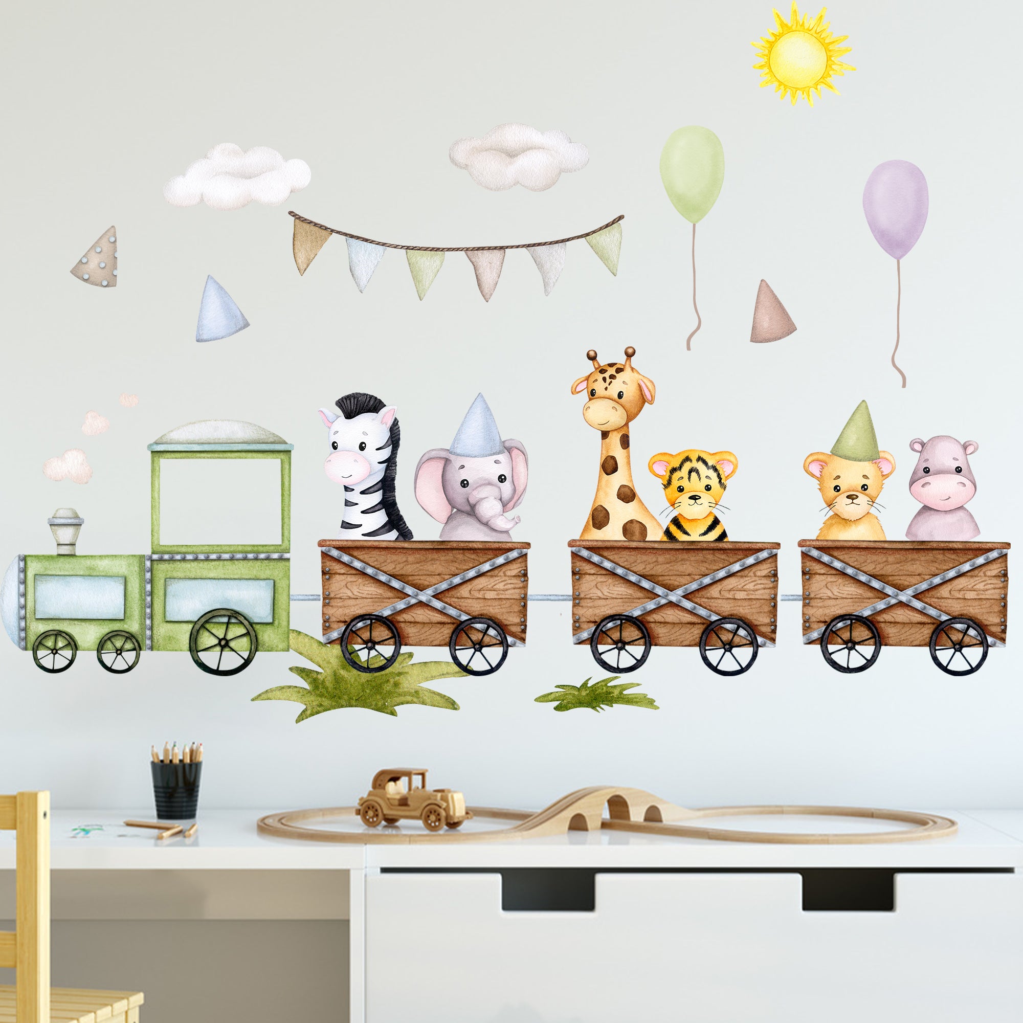 Wandtattoo Kinderzimmer - Bunte Tierfreunde Set
