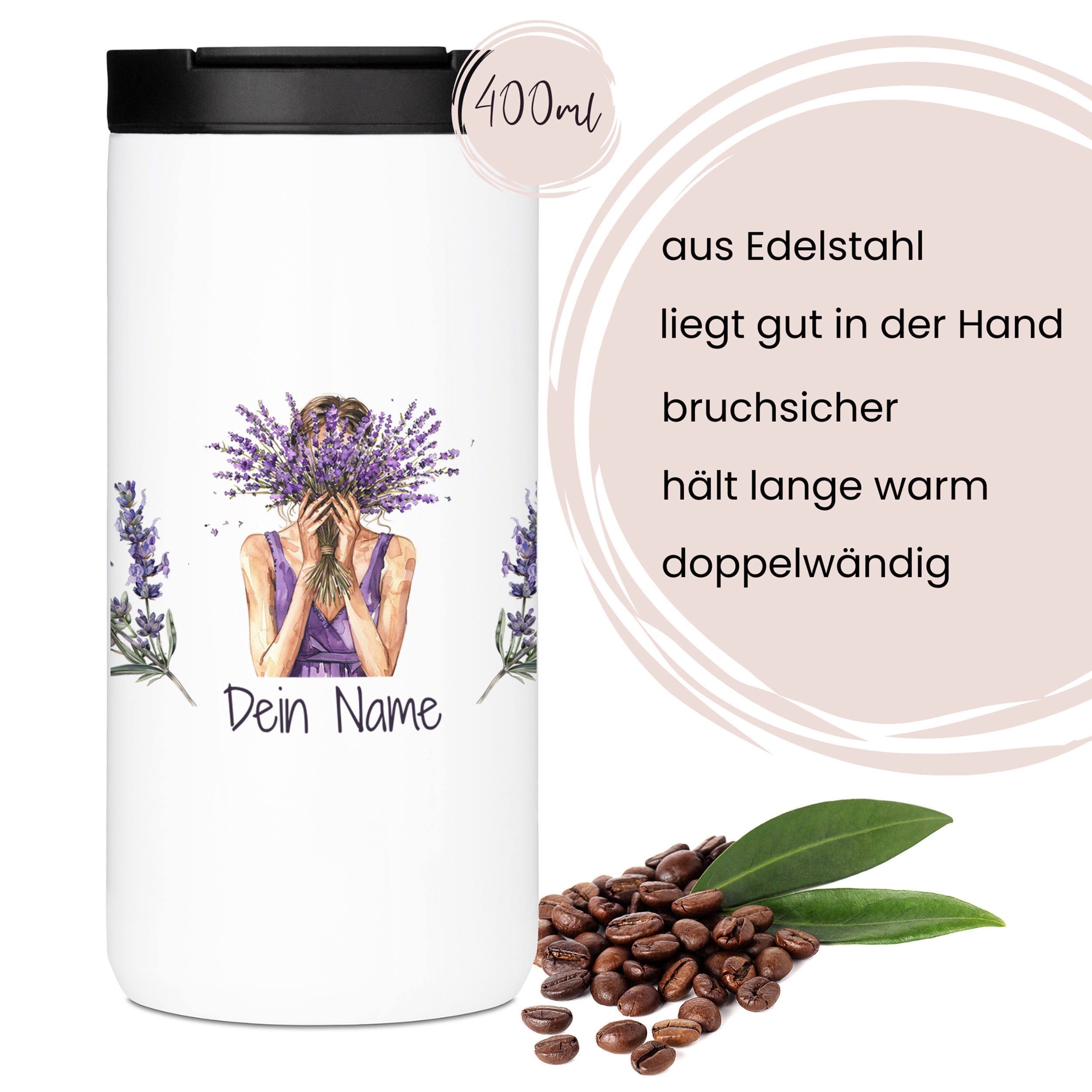 Kaffeebecher Lavendel Motiv