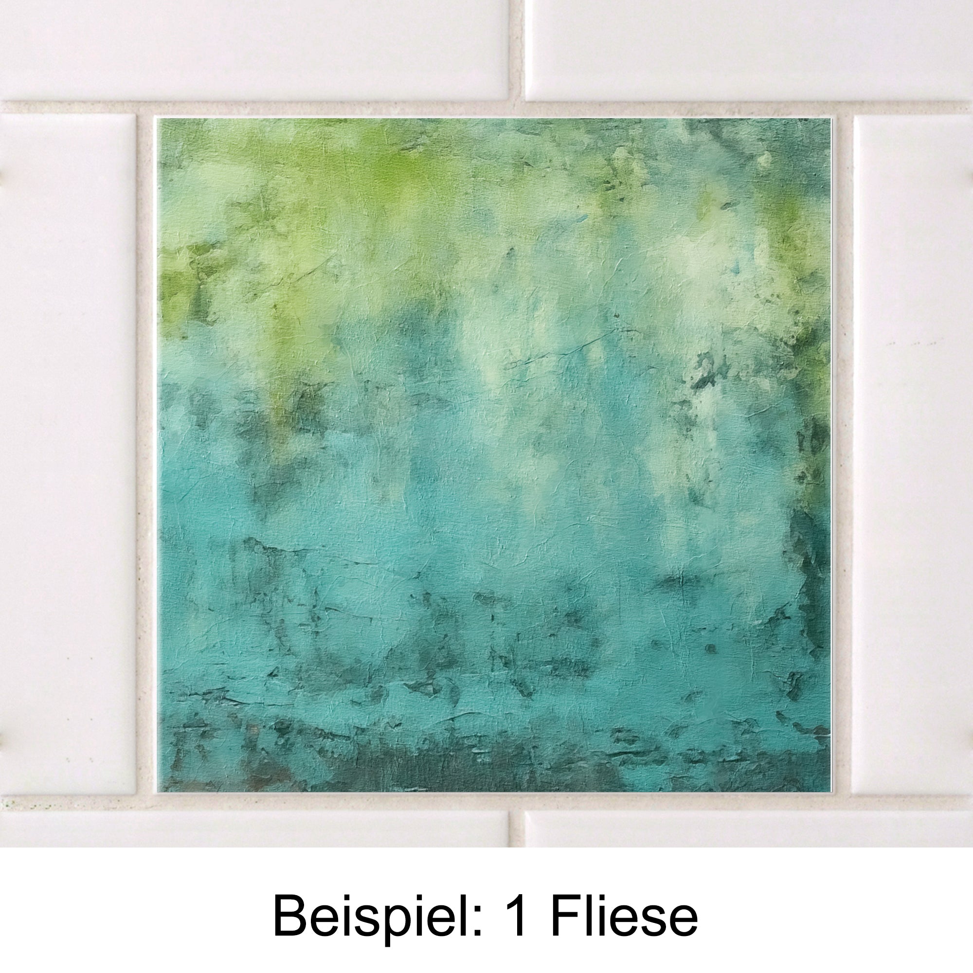 Türkisfarbene Fliese mit grünlichen Akzenten und strukturiertem Muster.