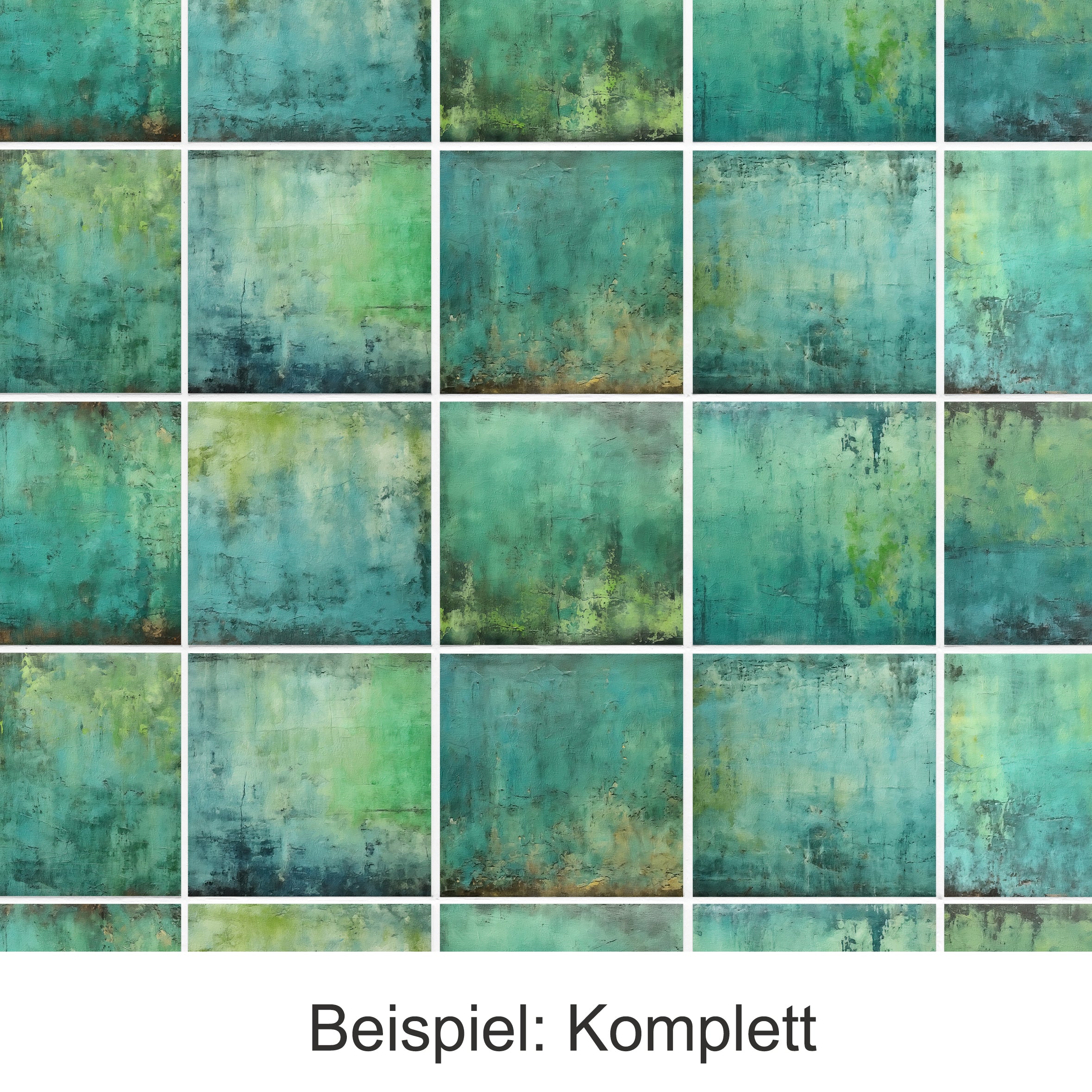 Grünes, strukturiertes Wandpaneel mit verschiedenen Farbtönen.