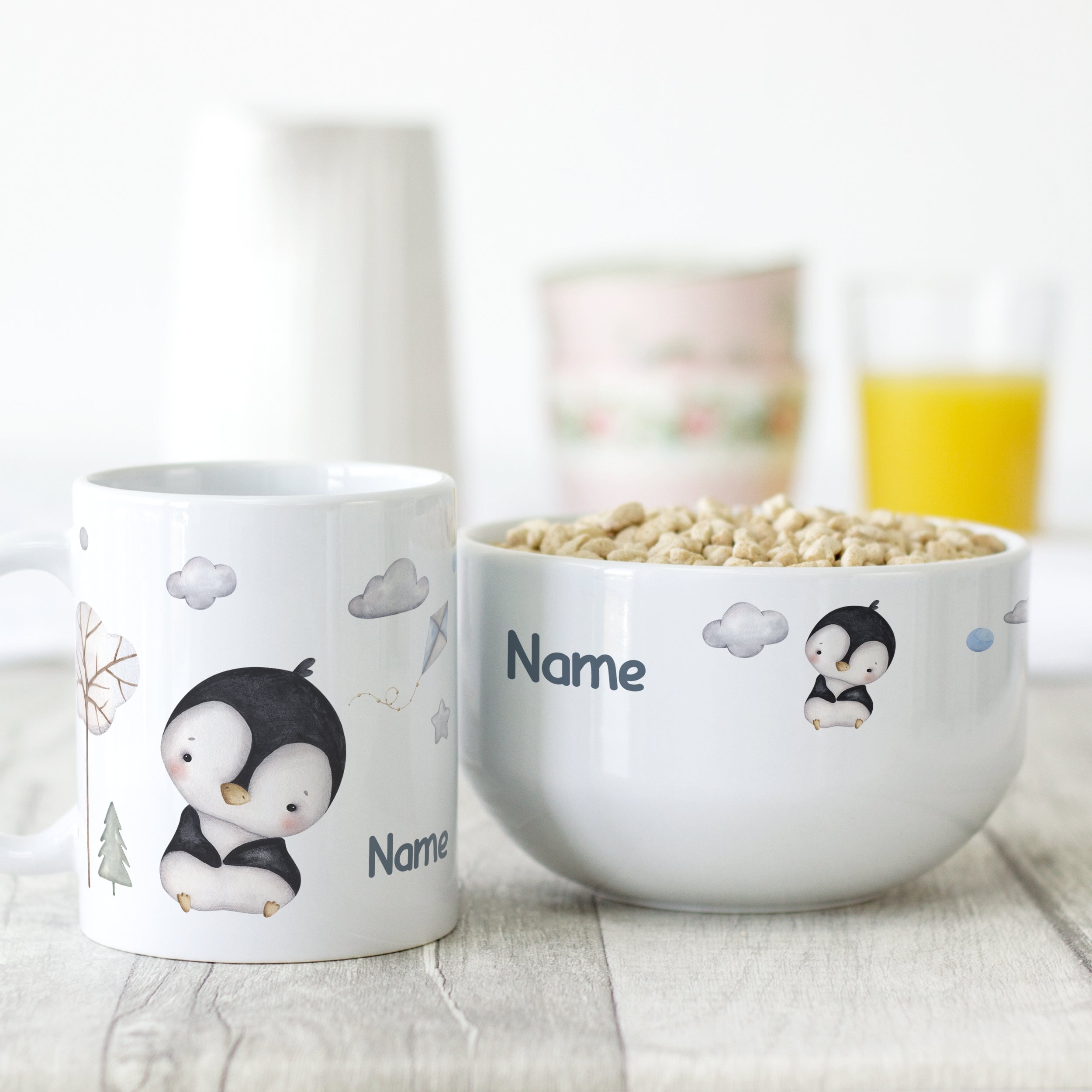Set Müslischale mit Tasse Süße Pinguine