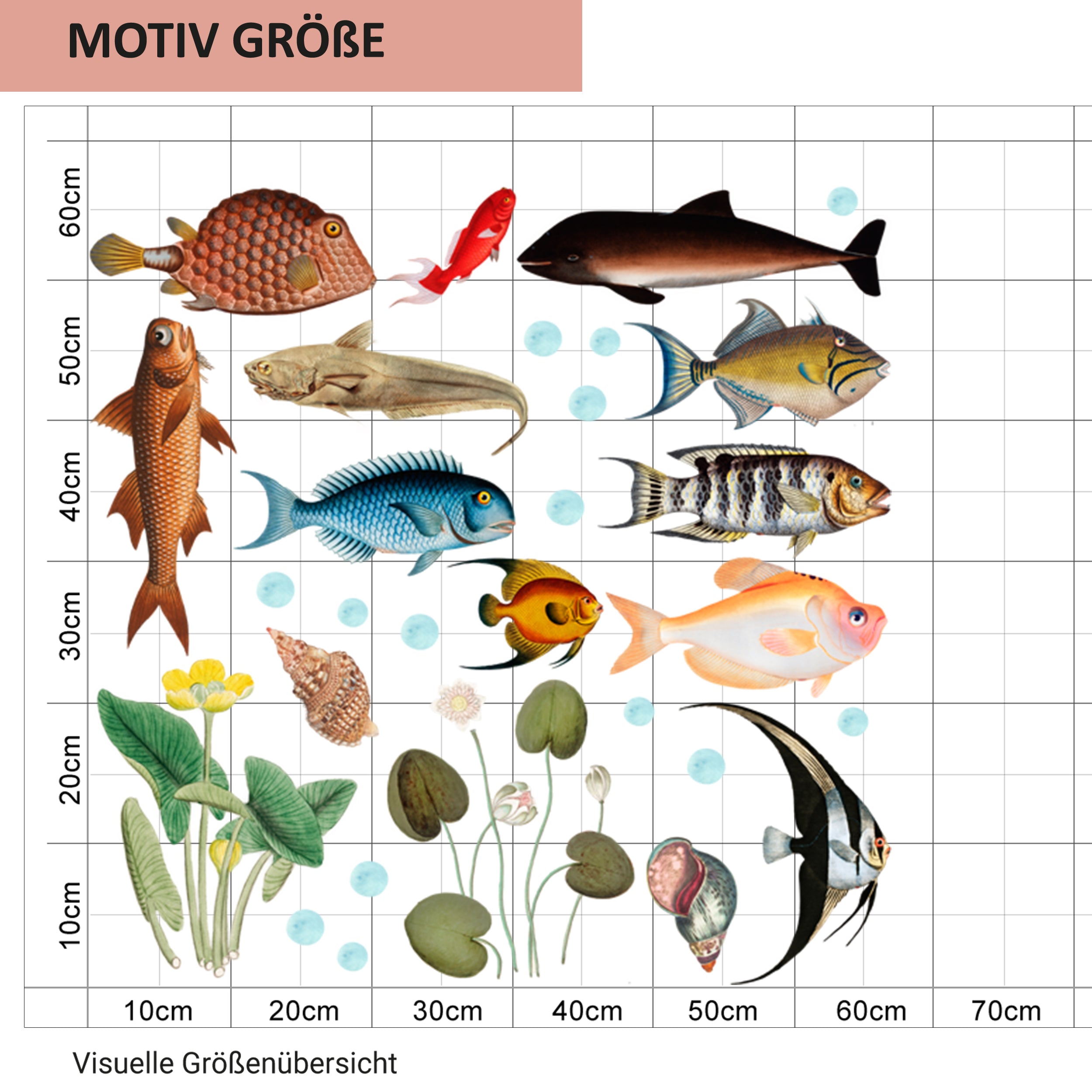 Wandtattoo Fische und Wasserpflanzen