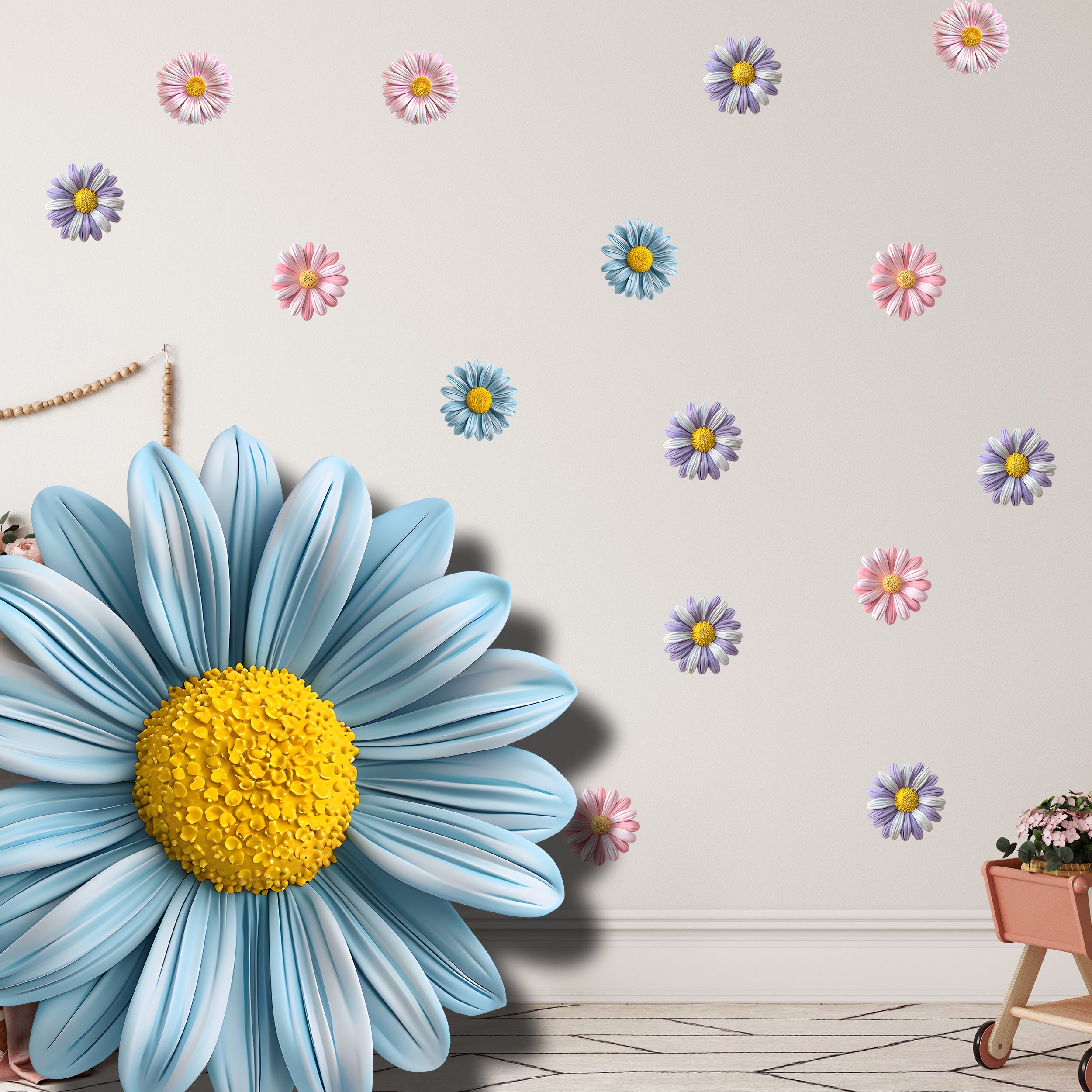 Wandtattoo 12 bunte Gänseblümchen