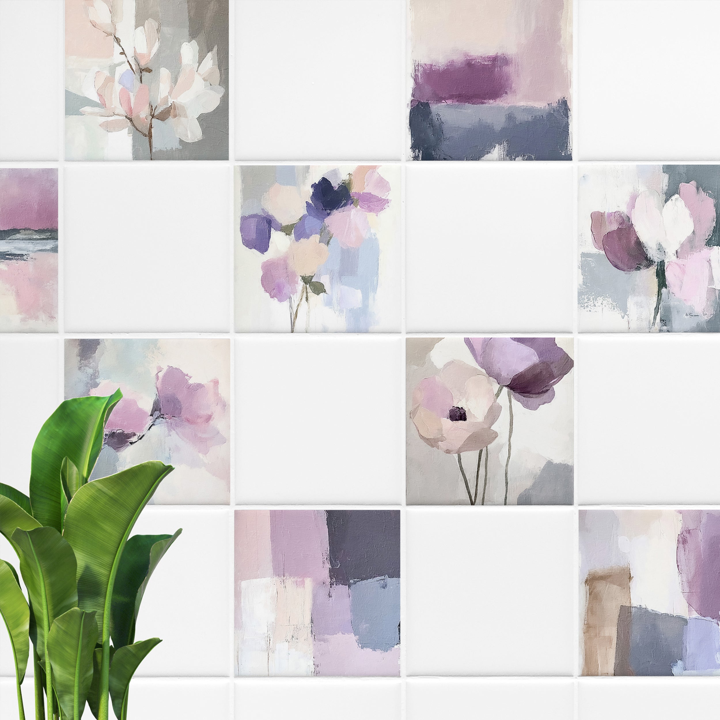 Fliesenaufkleber mit floralen Motiven