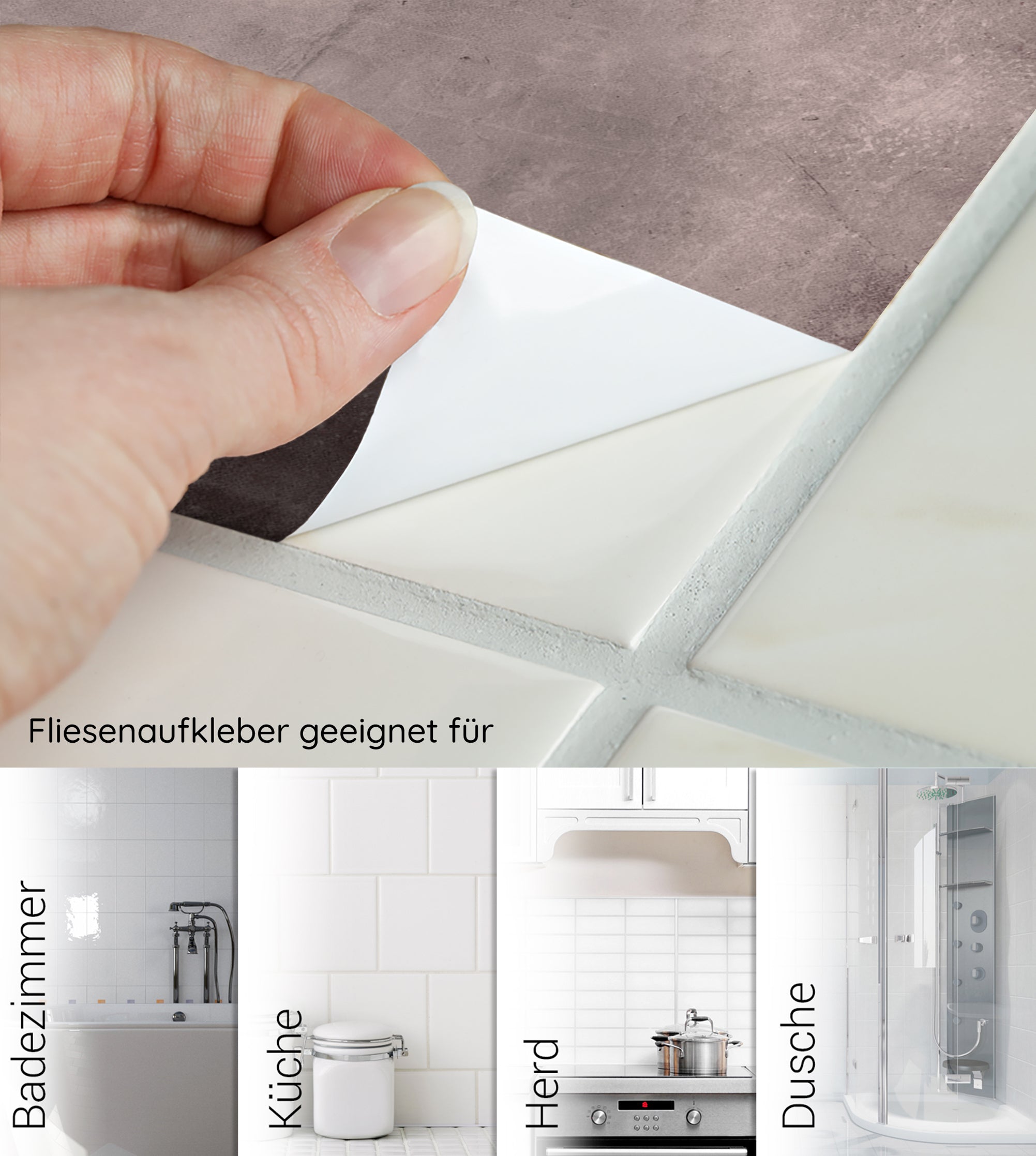 Fliesenaufkleber in Vintage Beton & Metall