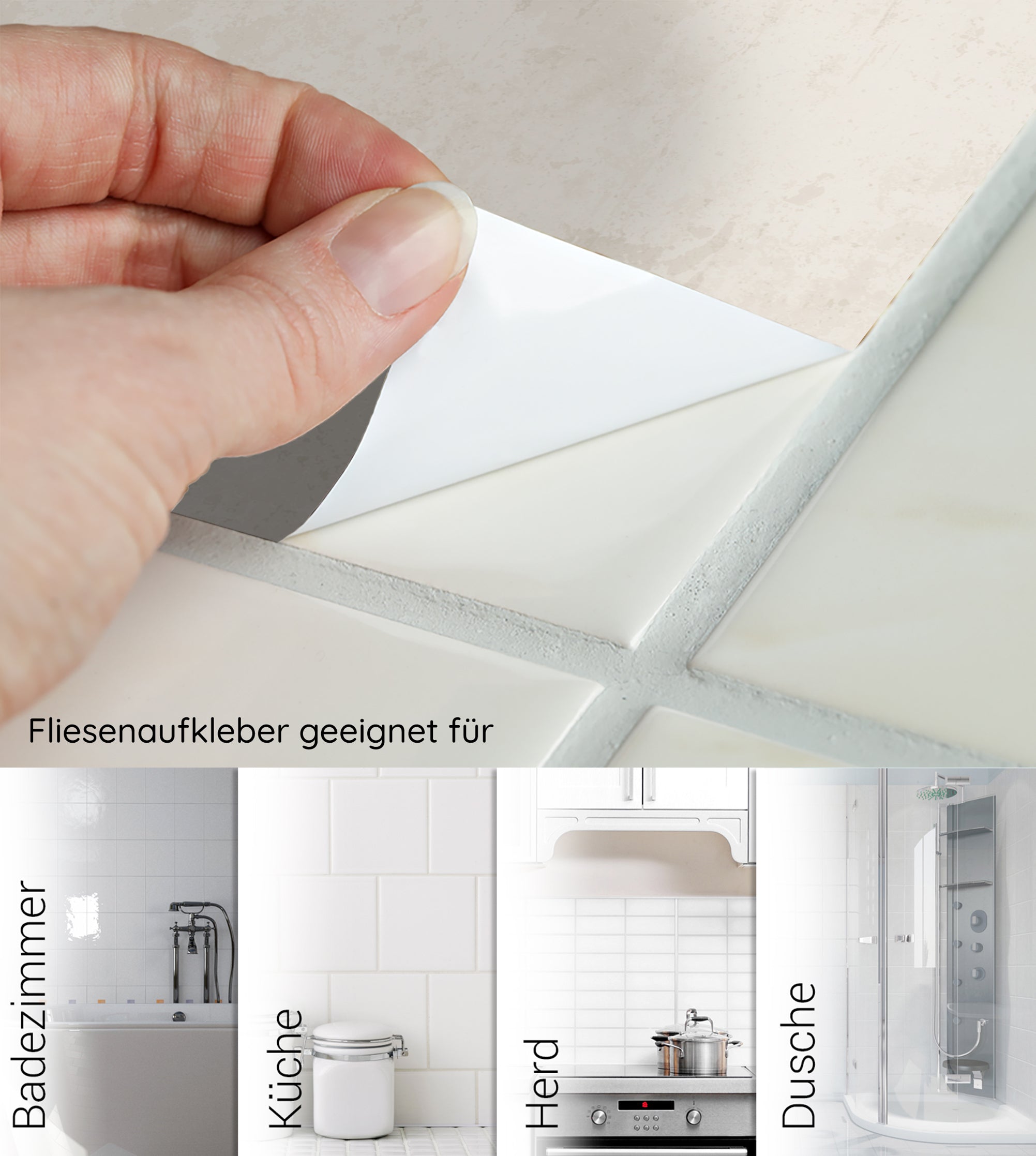 Fliesenaufkleber Beige, Sand und Hellgrau