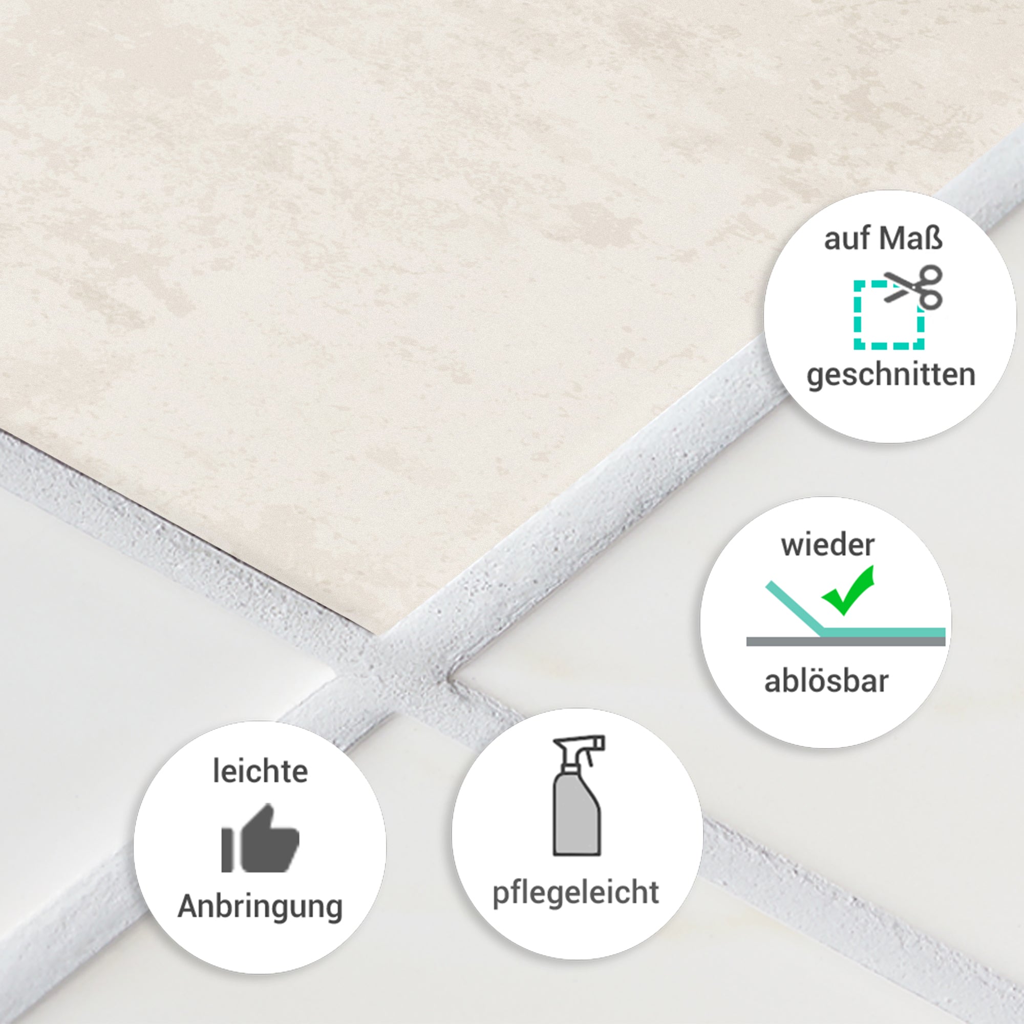 Fliesenaufkleber Beige, Sand und Hellgrau