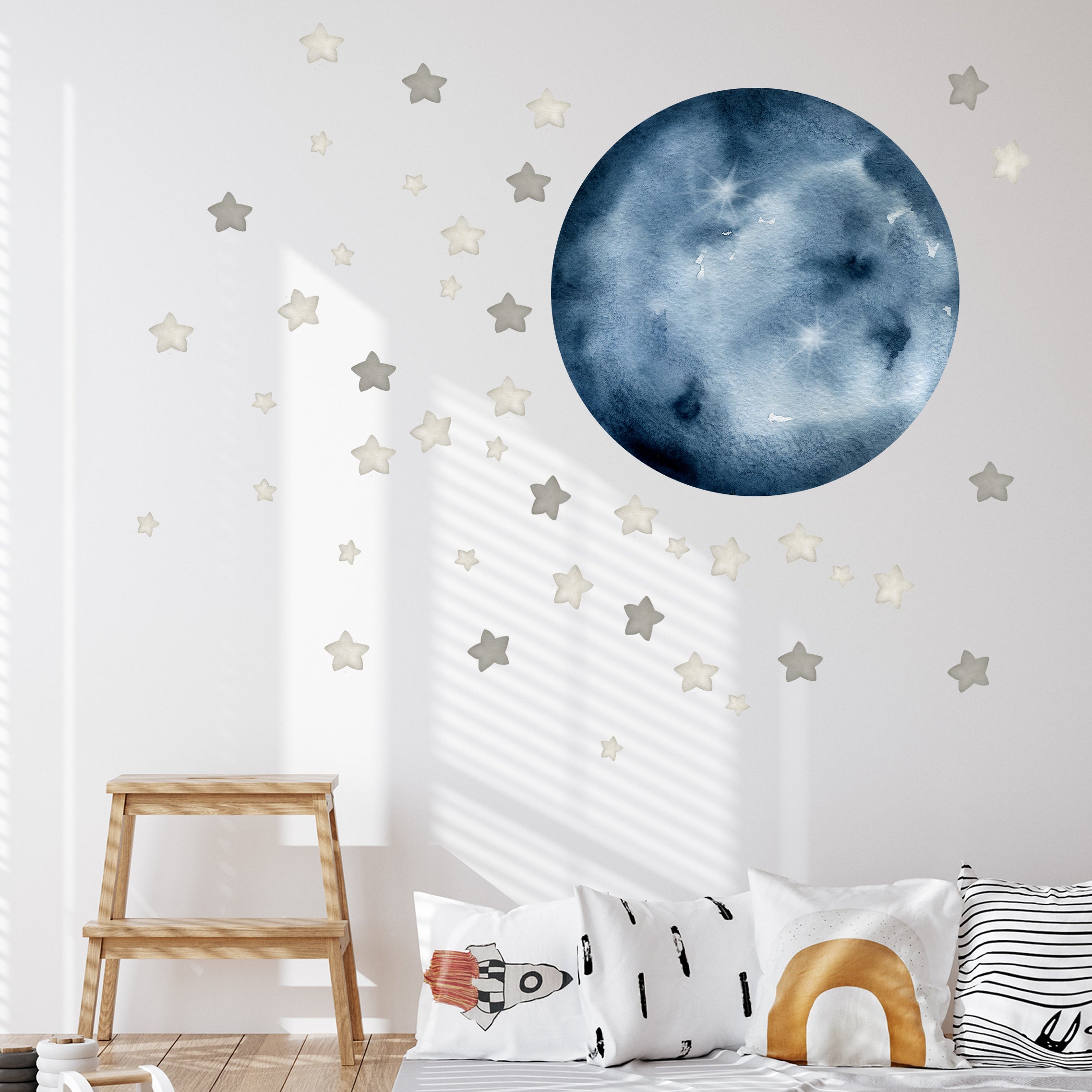 Wandtattoo Mond und Sterne