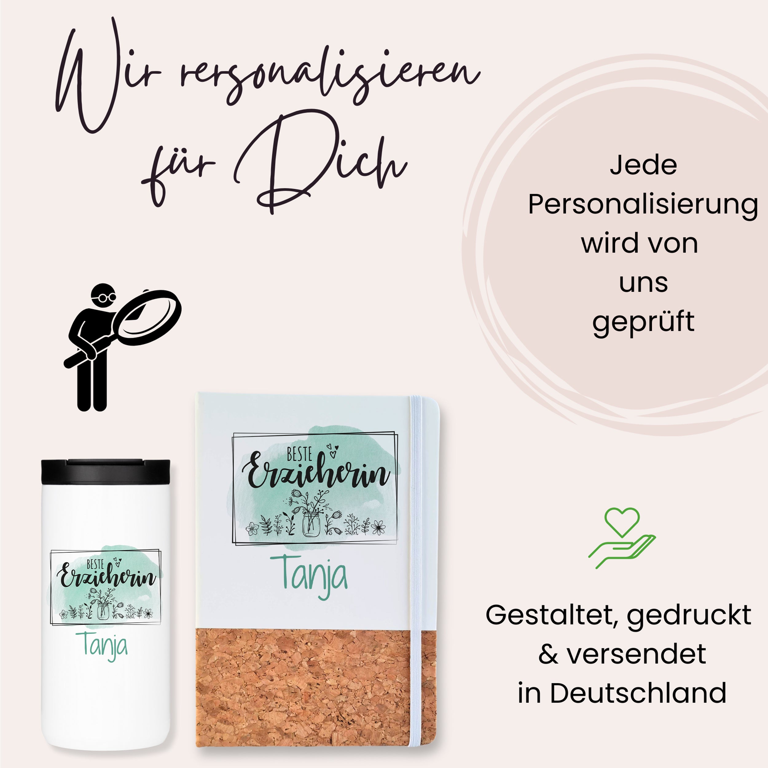 Geschenksets Set Kaffeebecher mit Notizbuch - Für die beste Erzieherin