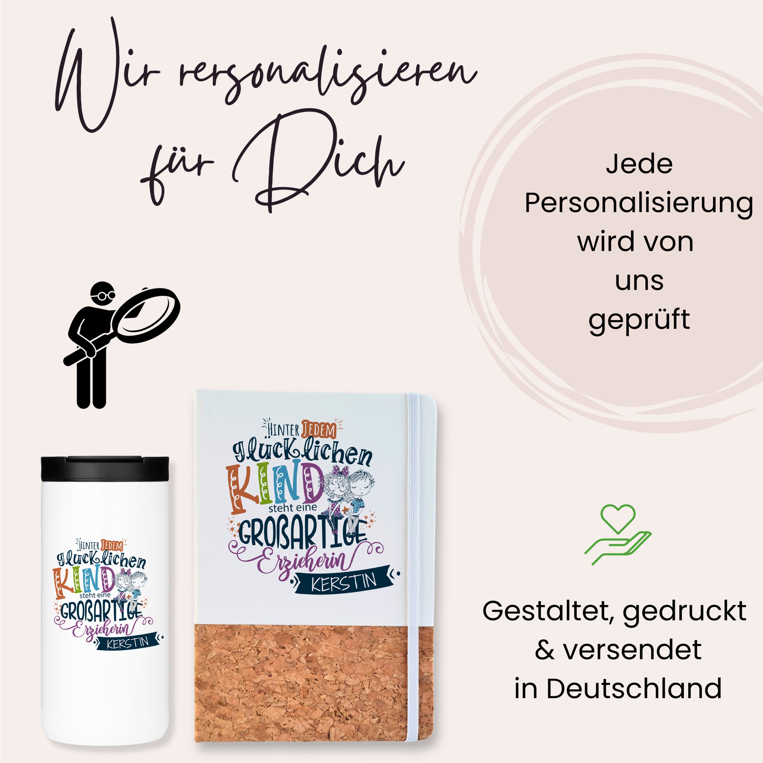 Geschenksets Set Kaffeebecher mit Notizbuch - Für besondere Erzieherinnen