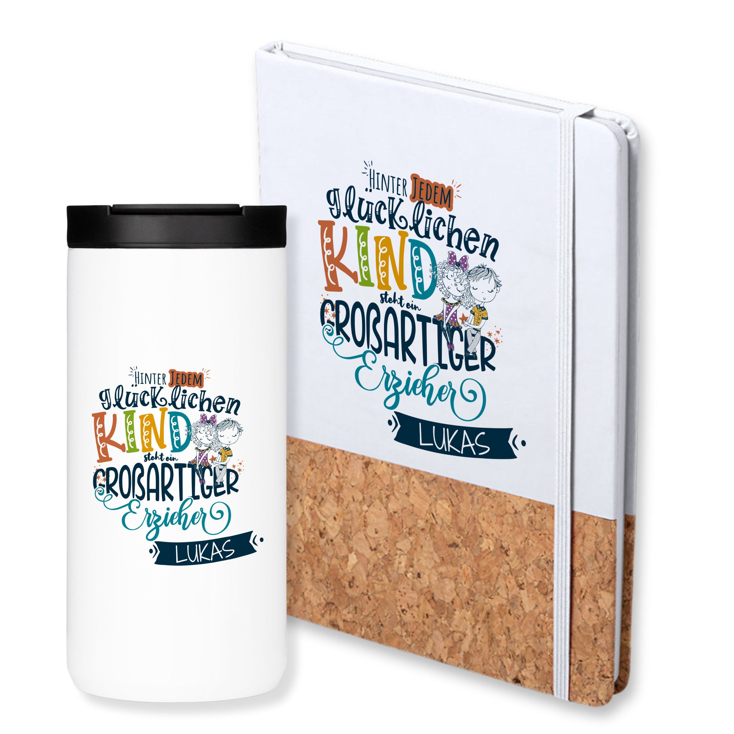 Set Kaffeebecher mit Notizbuch - Für großartige Erzieher