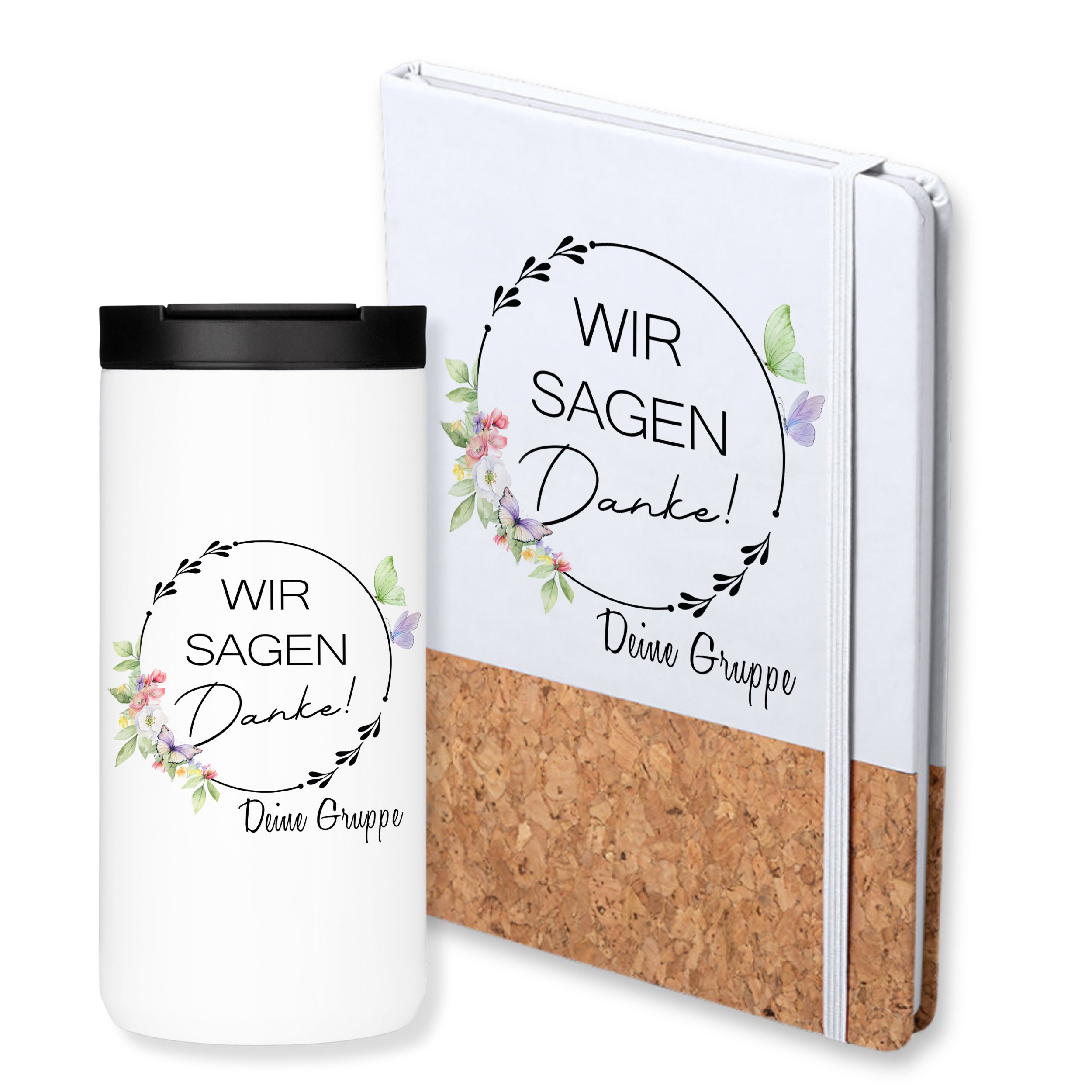 Geschenksets Set Kaffeebecher mit Notizbuch - Danke sagen mit Stil