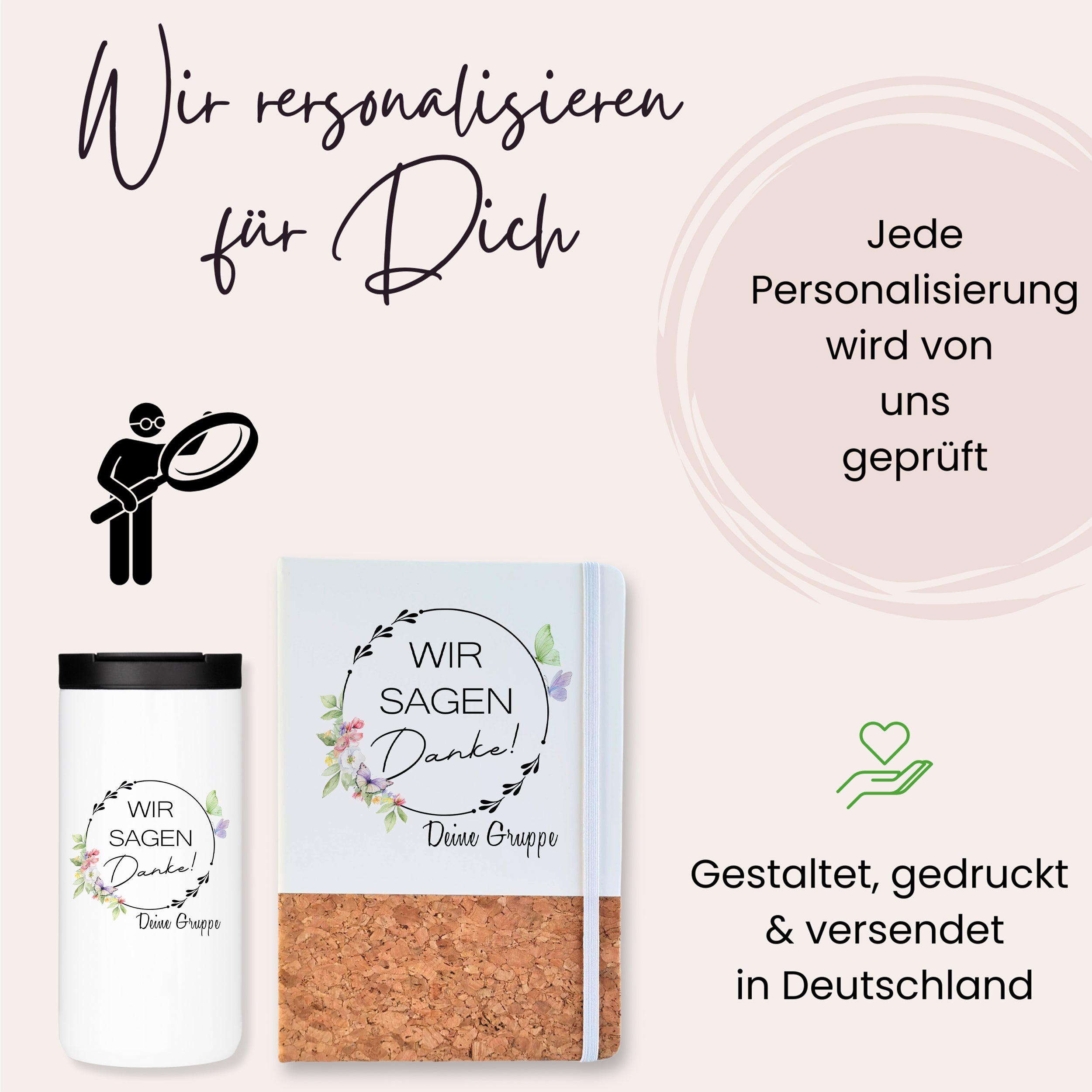 Geschenksets Set Kaffeebecher mit Notizbuch - Danke sagen mit Stil