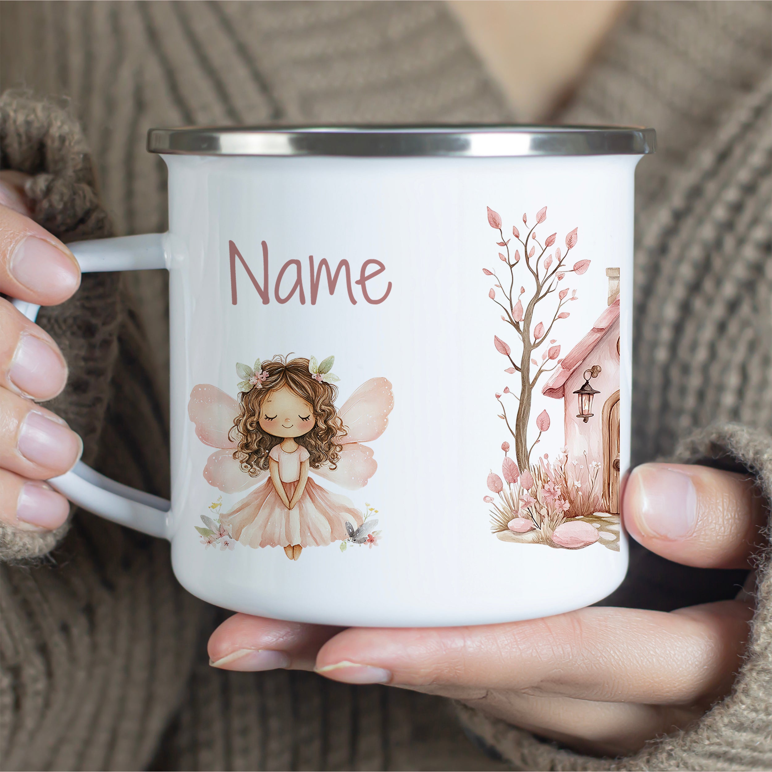 Emaille Tasse Feen-Motiv