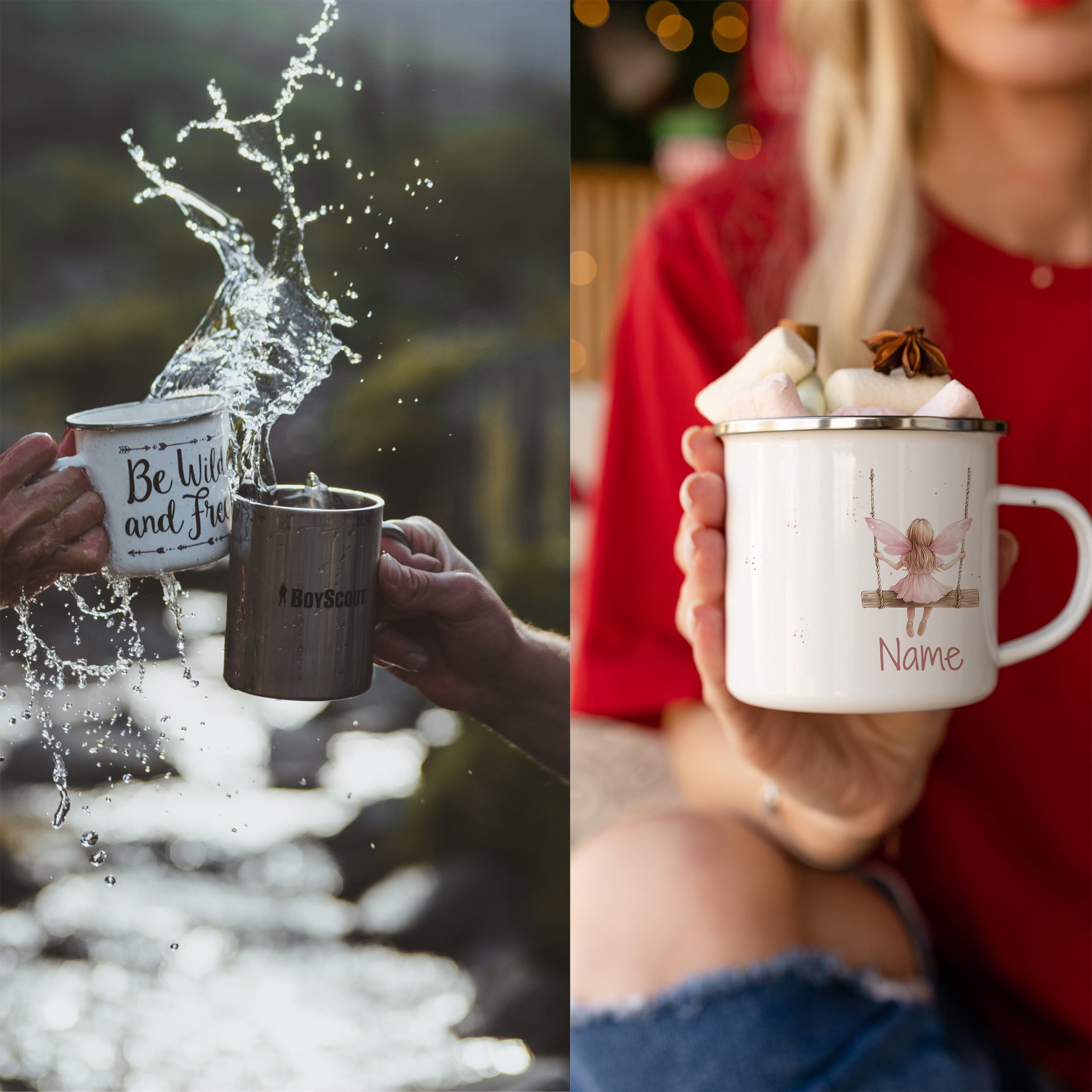Emaille Tasse Feen-Motiv