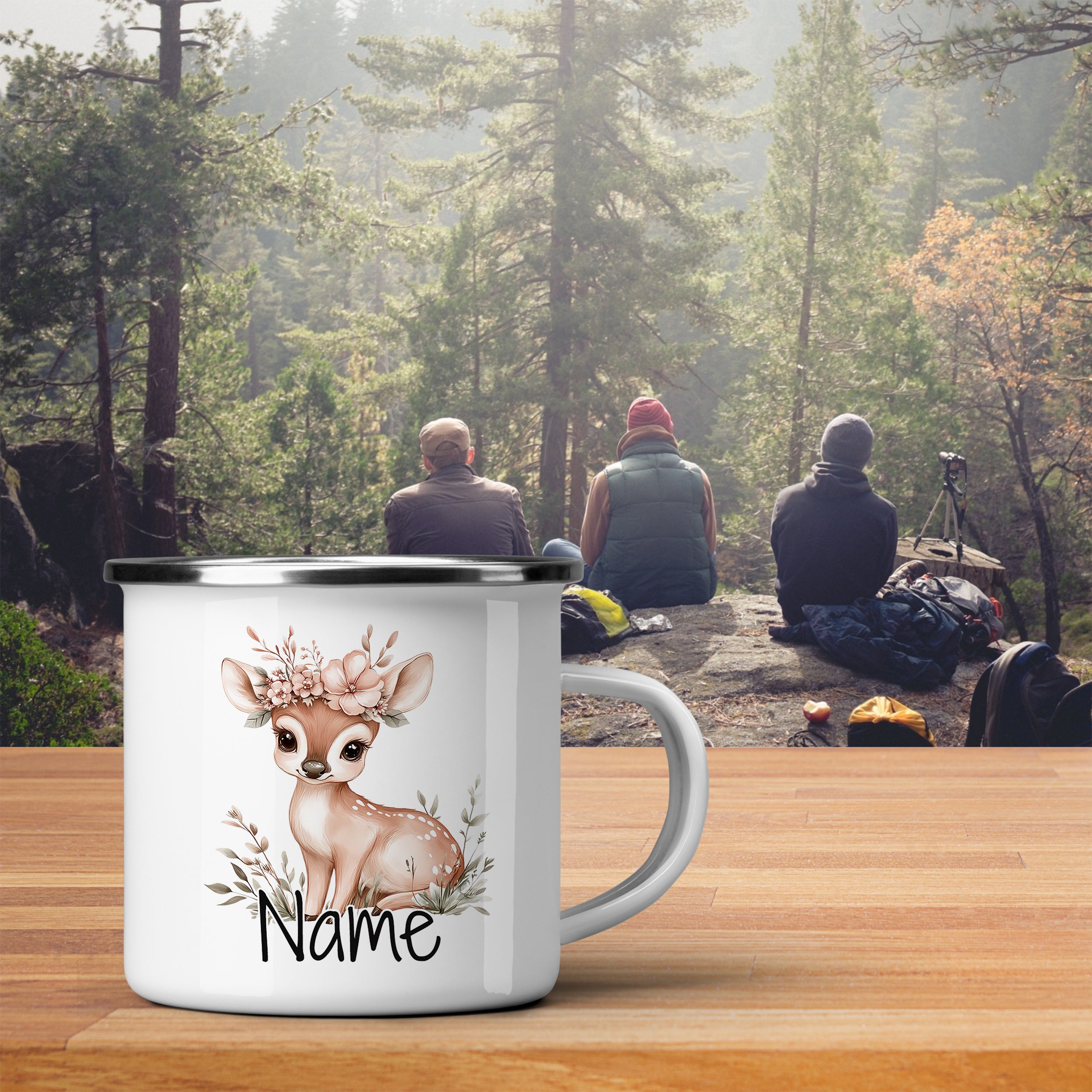 Emaille Tasse Reh