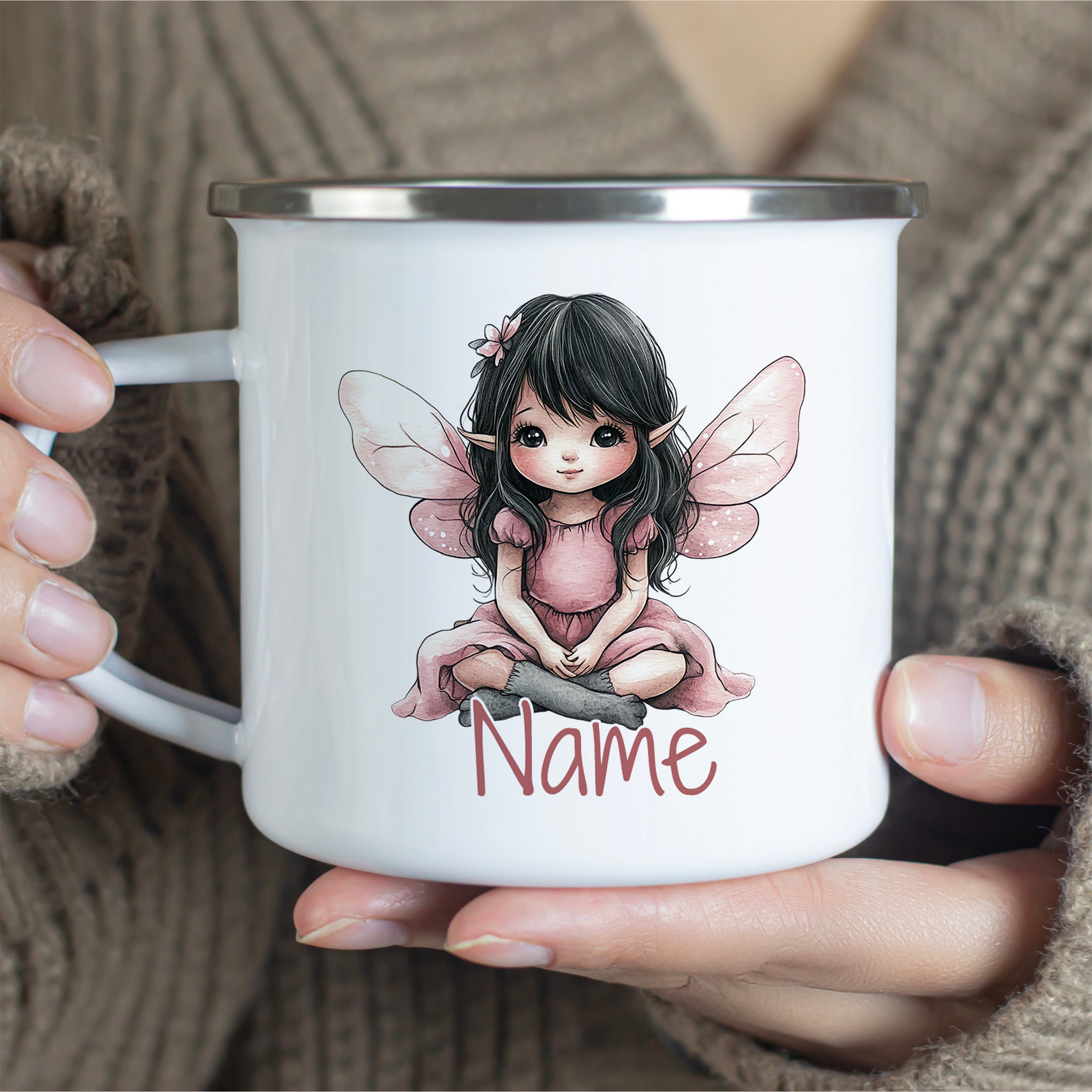 Emaille Tasse Feen-Motiv