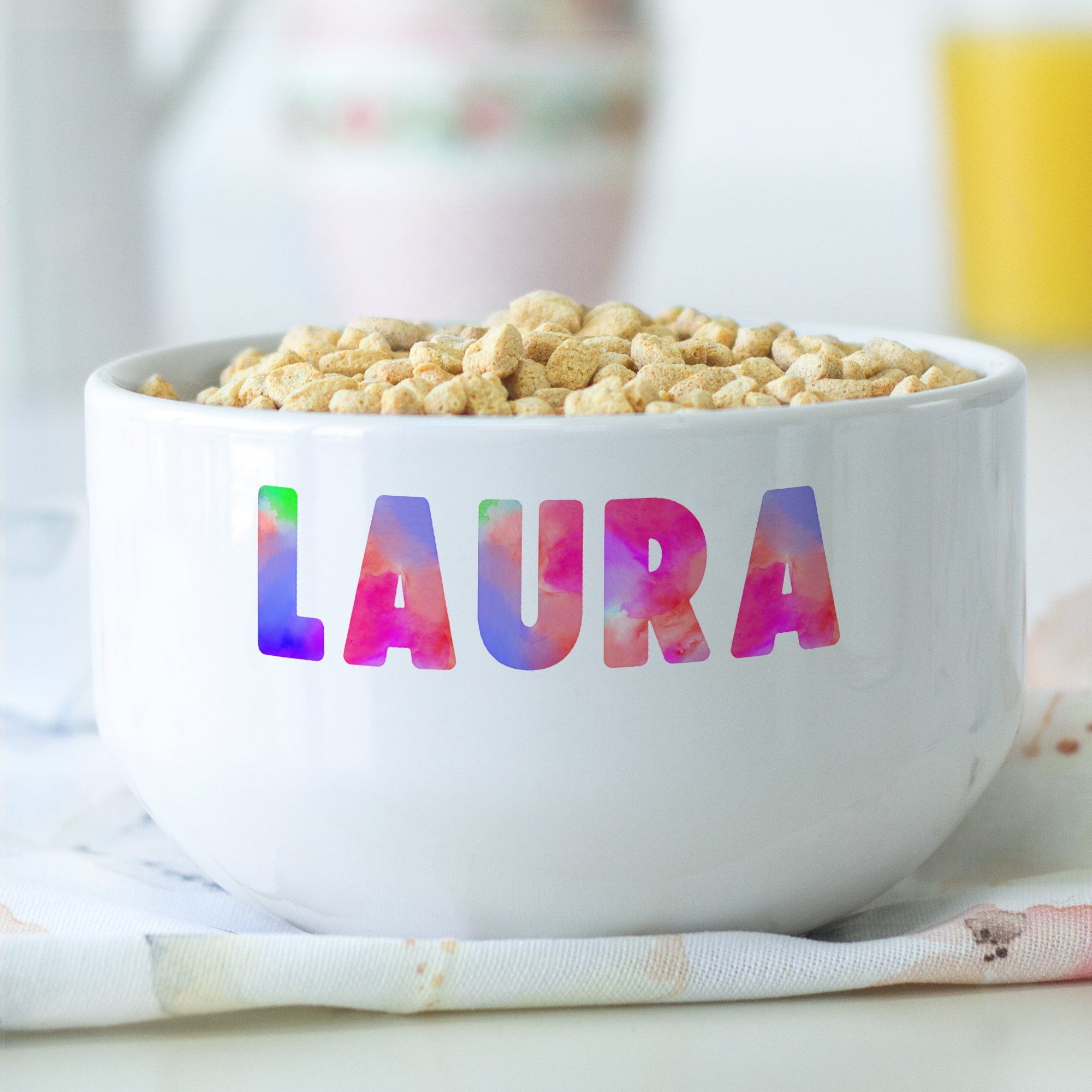 Müslischale mit buntem Namen