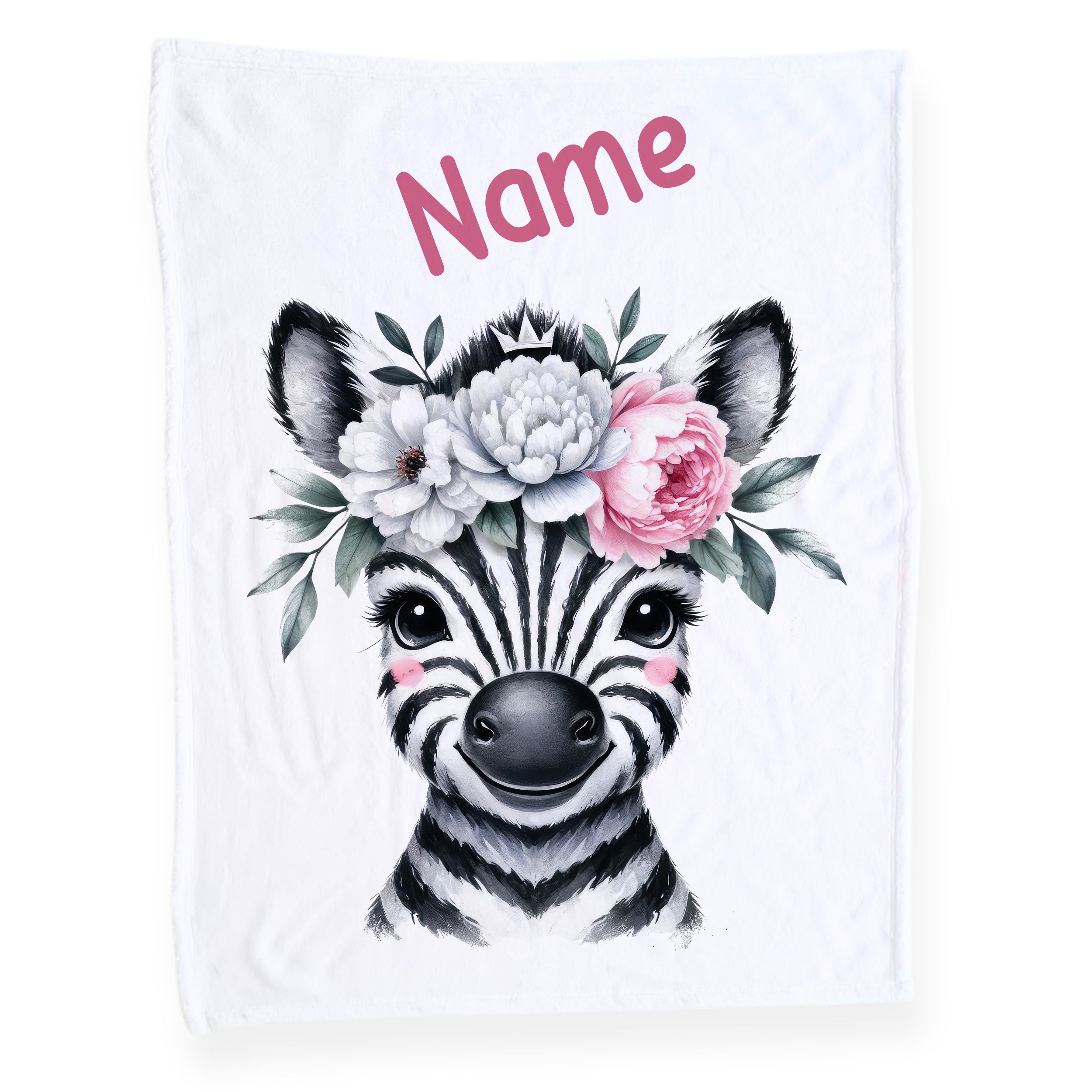 Babydecke Zebra mit Blumen