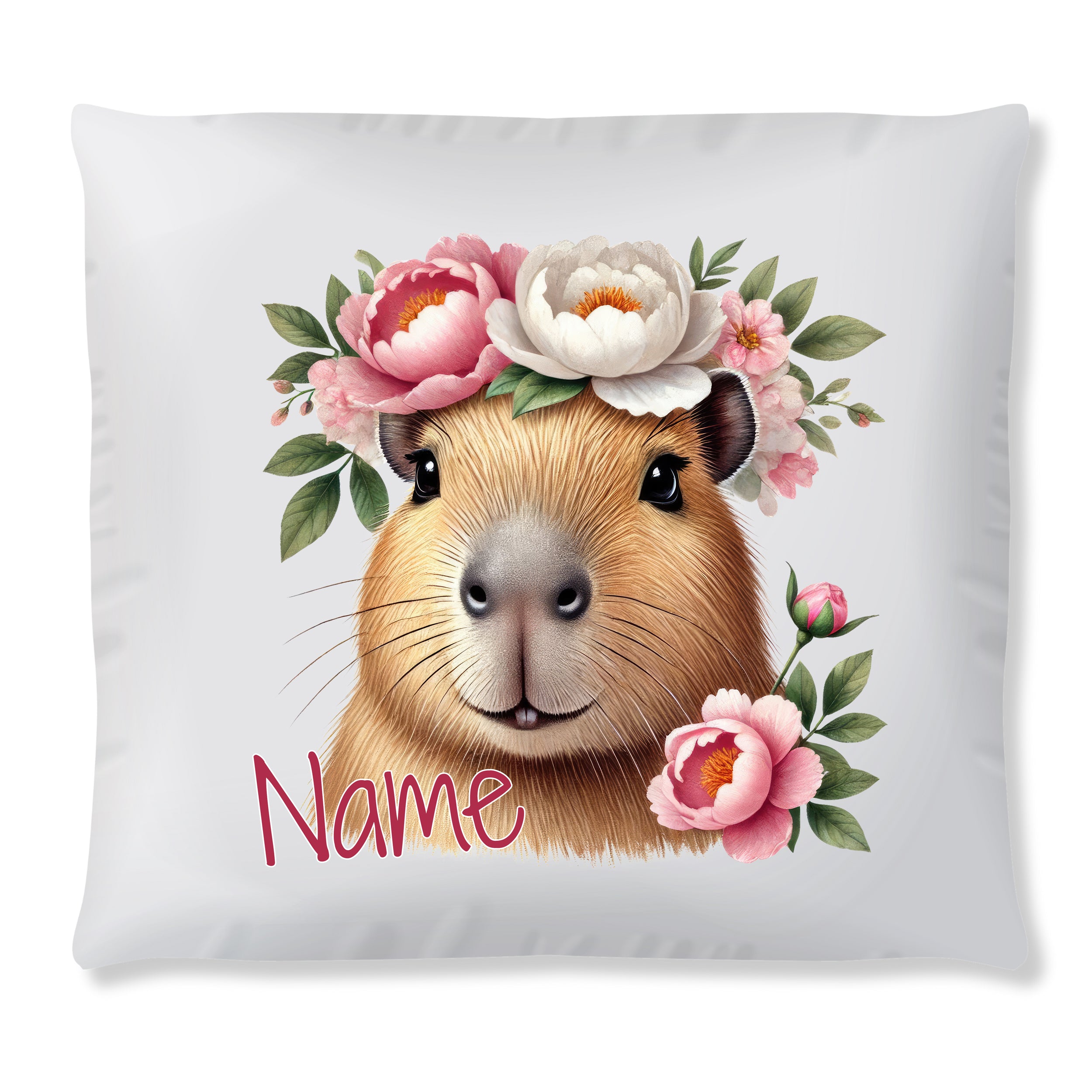 Kissen Kapybara mit Blumenkranz
